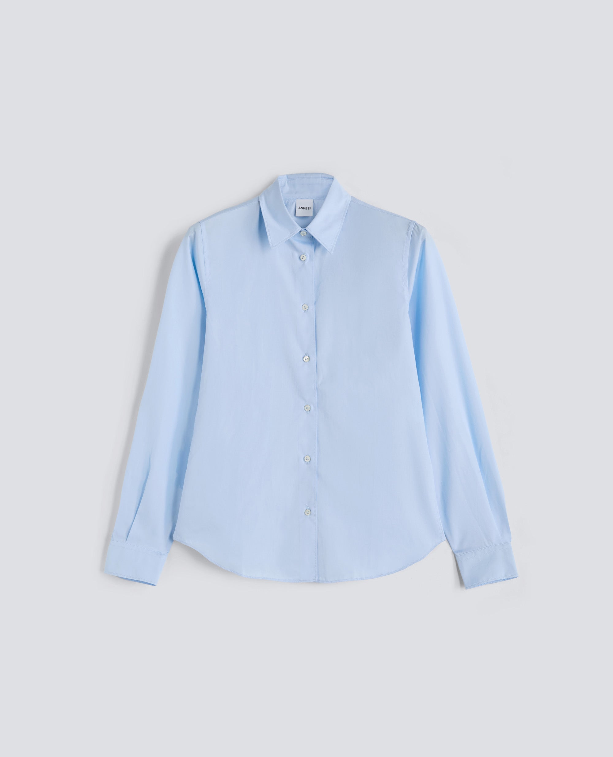 CAMICIA CLASSICA IN POPELINE DI COTONE-AZZURRO-SKY BLUE-AZUL CLARO-HIMMELBLAU-BLEU CIEL