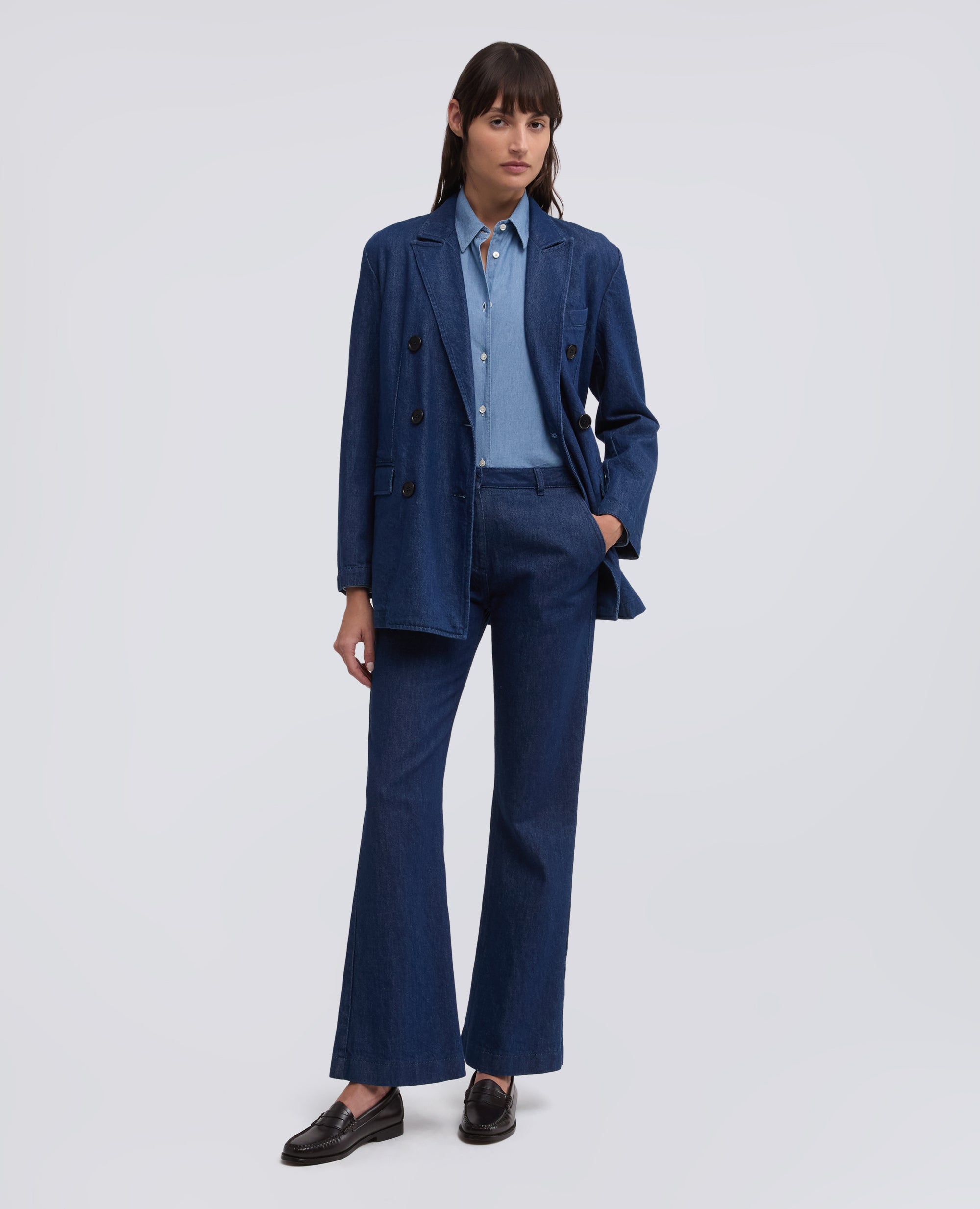 CAMICIA IN POPELINE DI COTONE-DENIM CHIARO-LIGHT DENIM-DENIM CLARO-HELLES DENIM-DENIM CLAIR