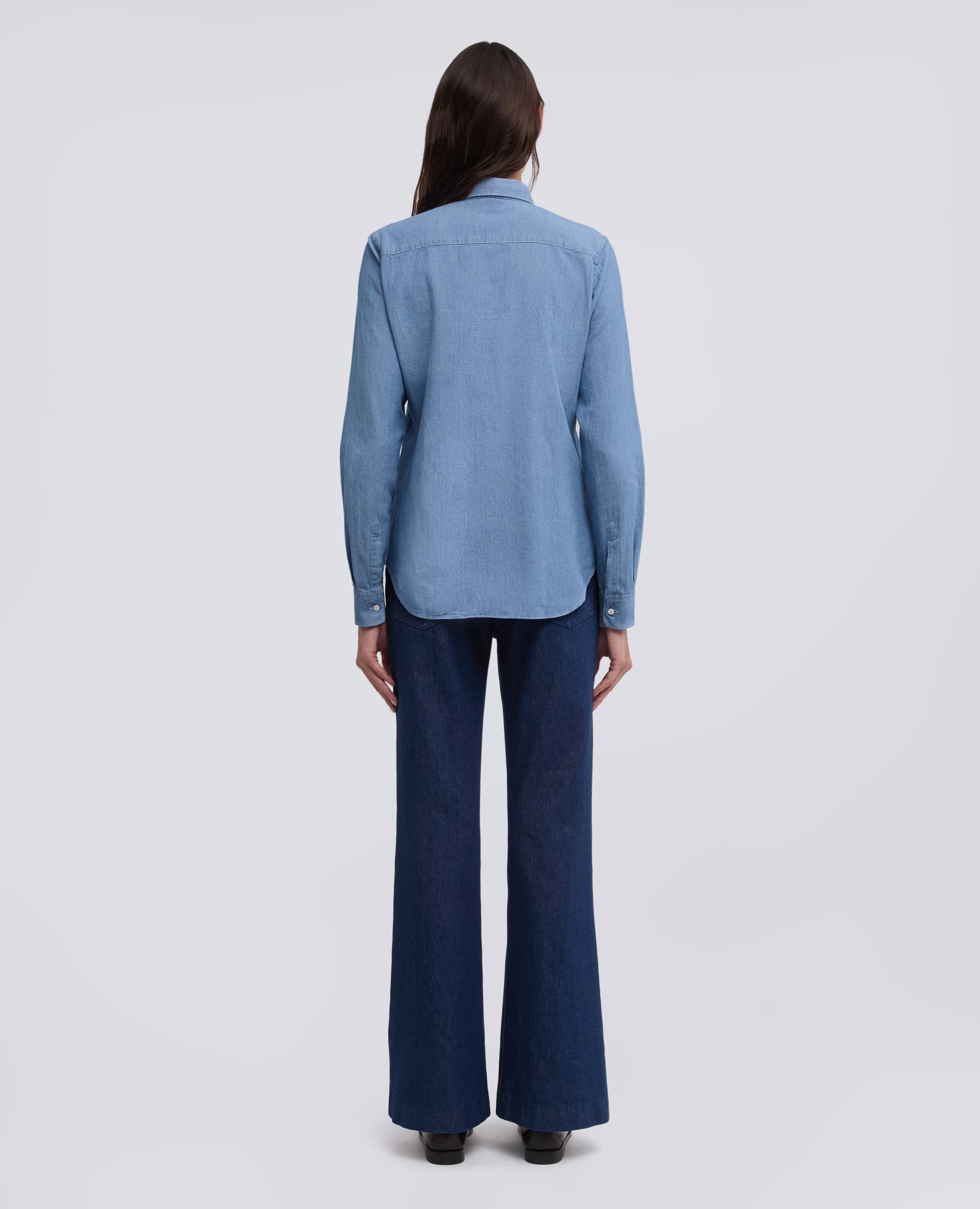 CAMICIA IN POPELINE DI COTONE-DENIM CHIARO-LIGHT DENIM-DENIM CLARO-HELLES DENIM-DENIM CLAIR