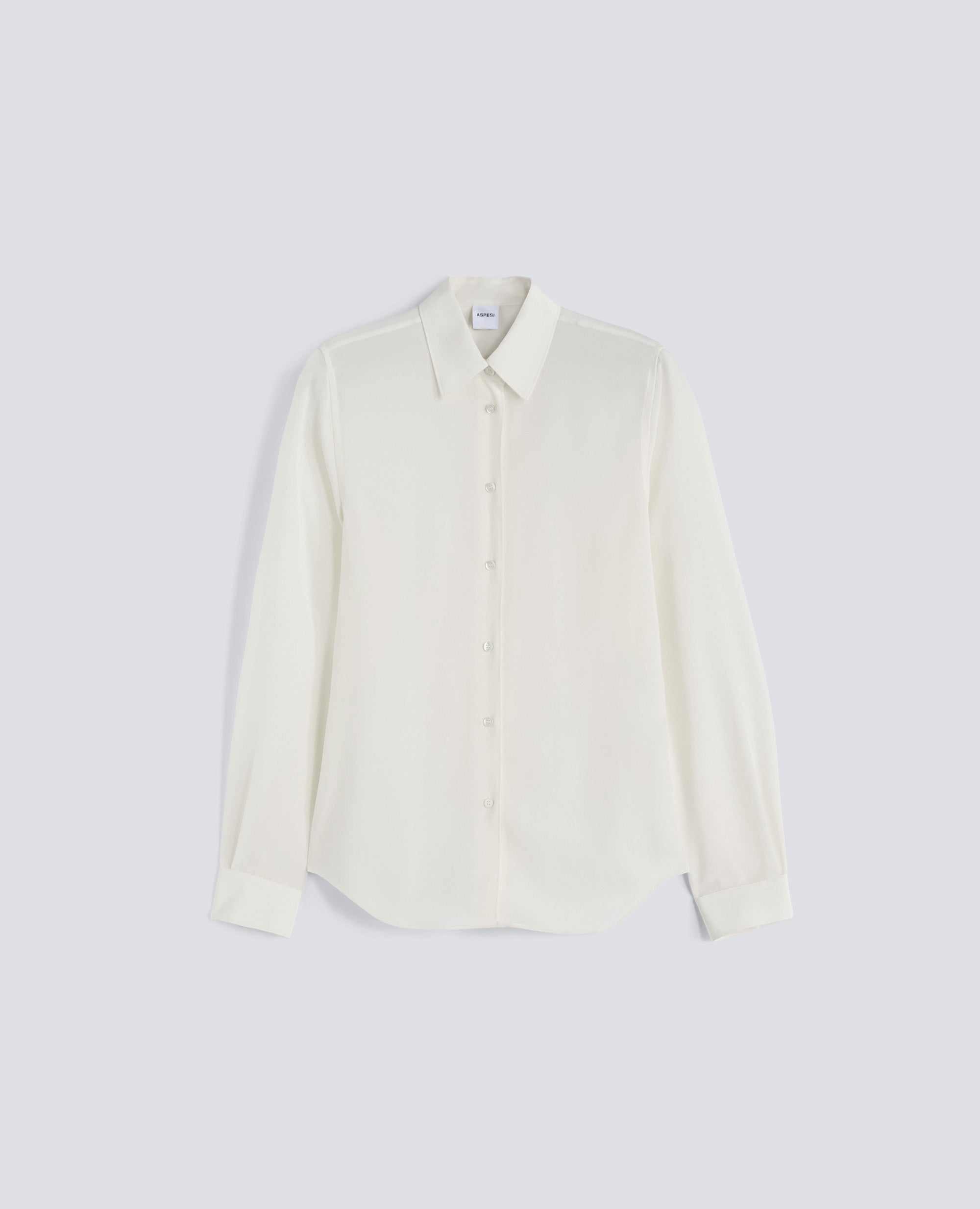 CAMICIA SLIM IN CREPE DE CHINE DI SETA-NATURALE-NATURAL-NATURAL-NATURLICH-NATUREL