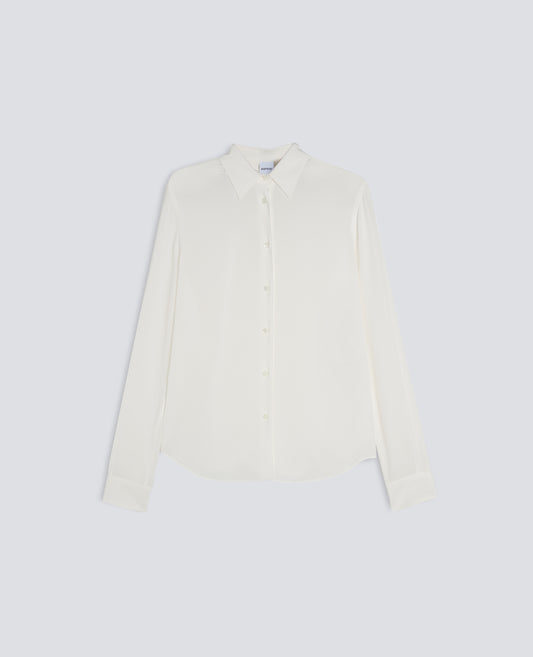 CAMICIA SLIM IN CREPE DE CHINE DI SETA-NATURALE-NATURAL-NATURAL-NATURLICH-NATUREL