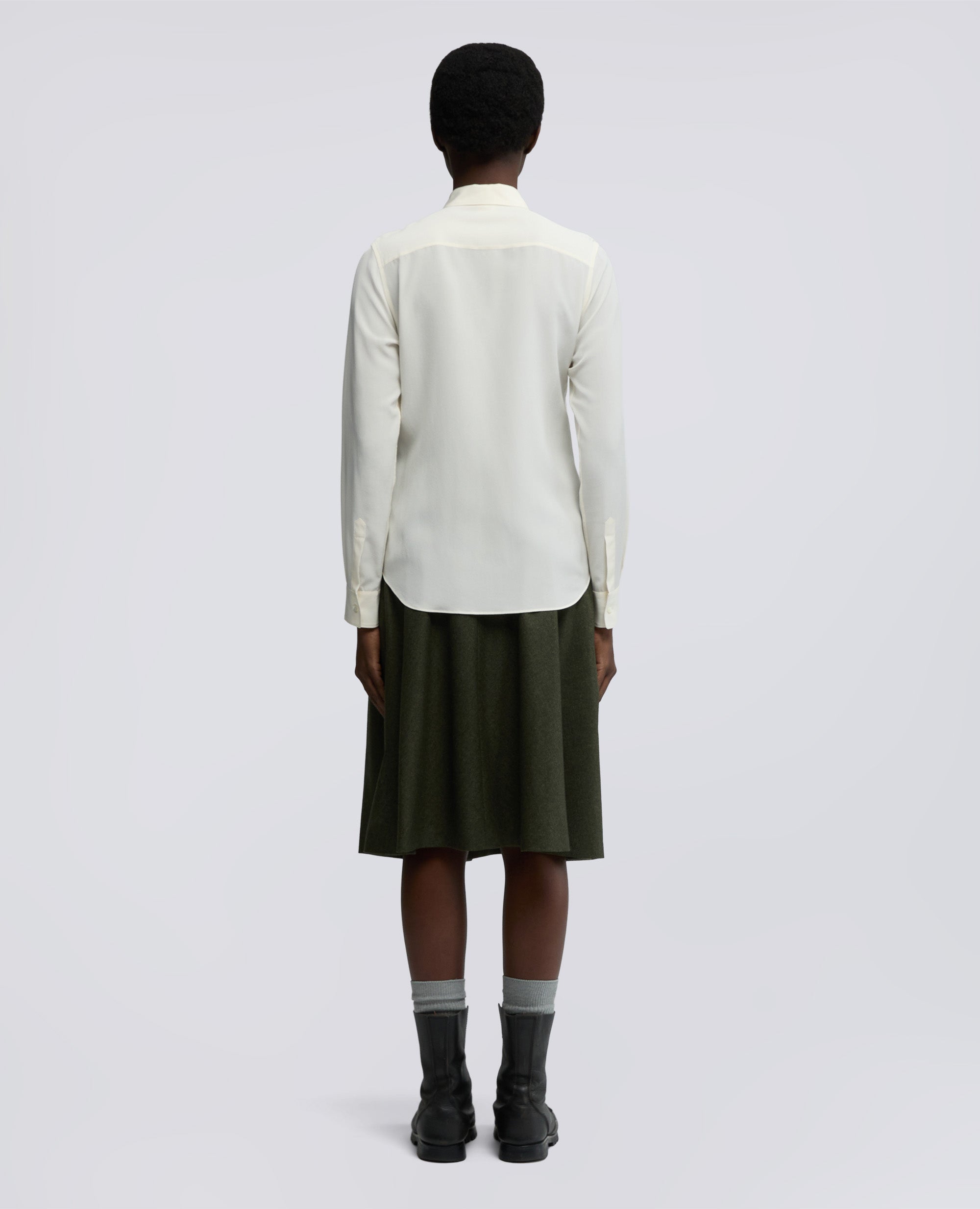 CAMICIA SLIM IN CREPE DE CHINE DI SETA-NATURALE-NATURAL-NATURAL-NATURLICH-NATUREL