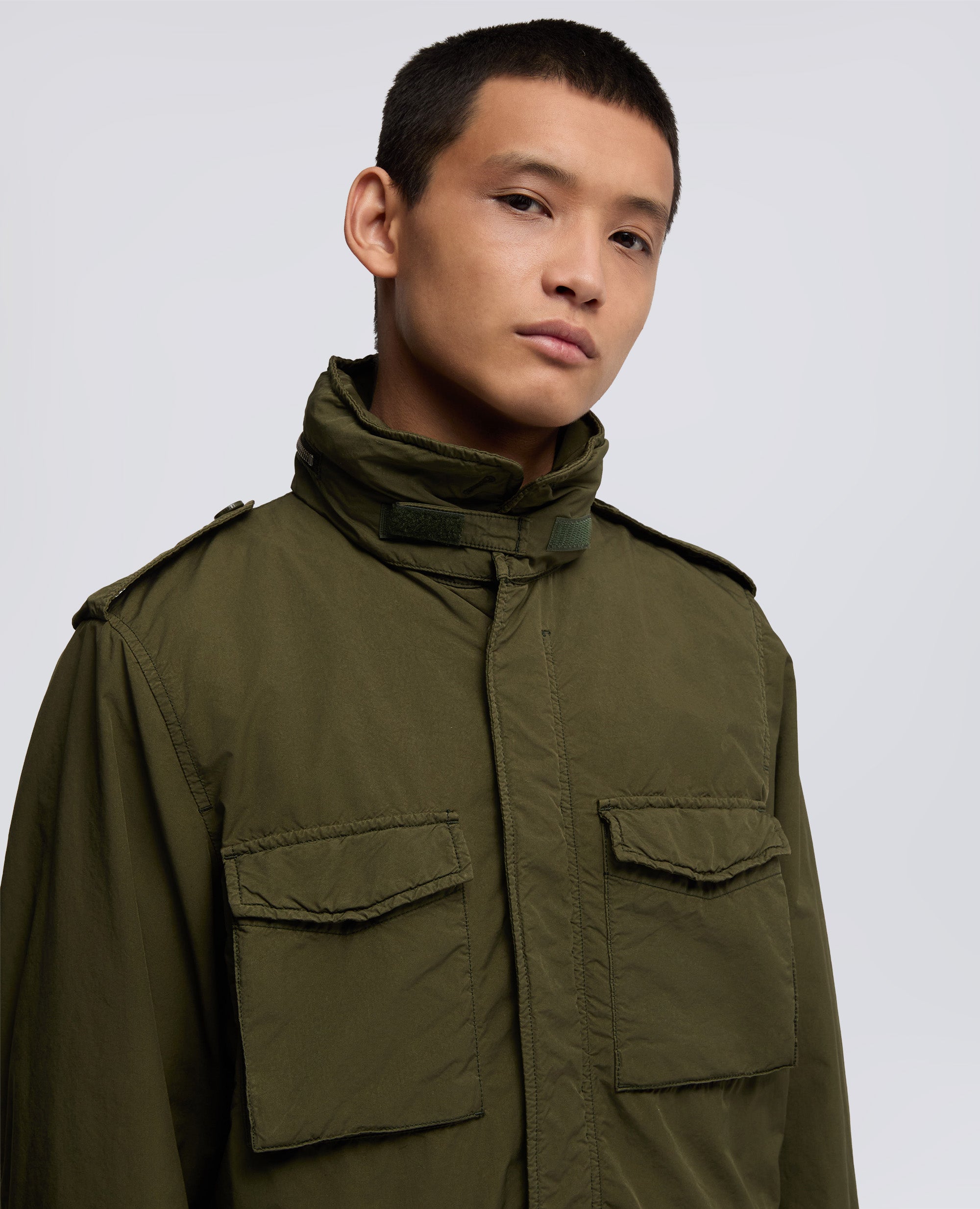 FIELD JACKET NEW CAMP IN NYLON TINTO CAPO-MILITARE-MILITARY-MILITAR-MILITAR-MILITAIRE