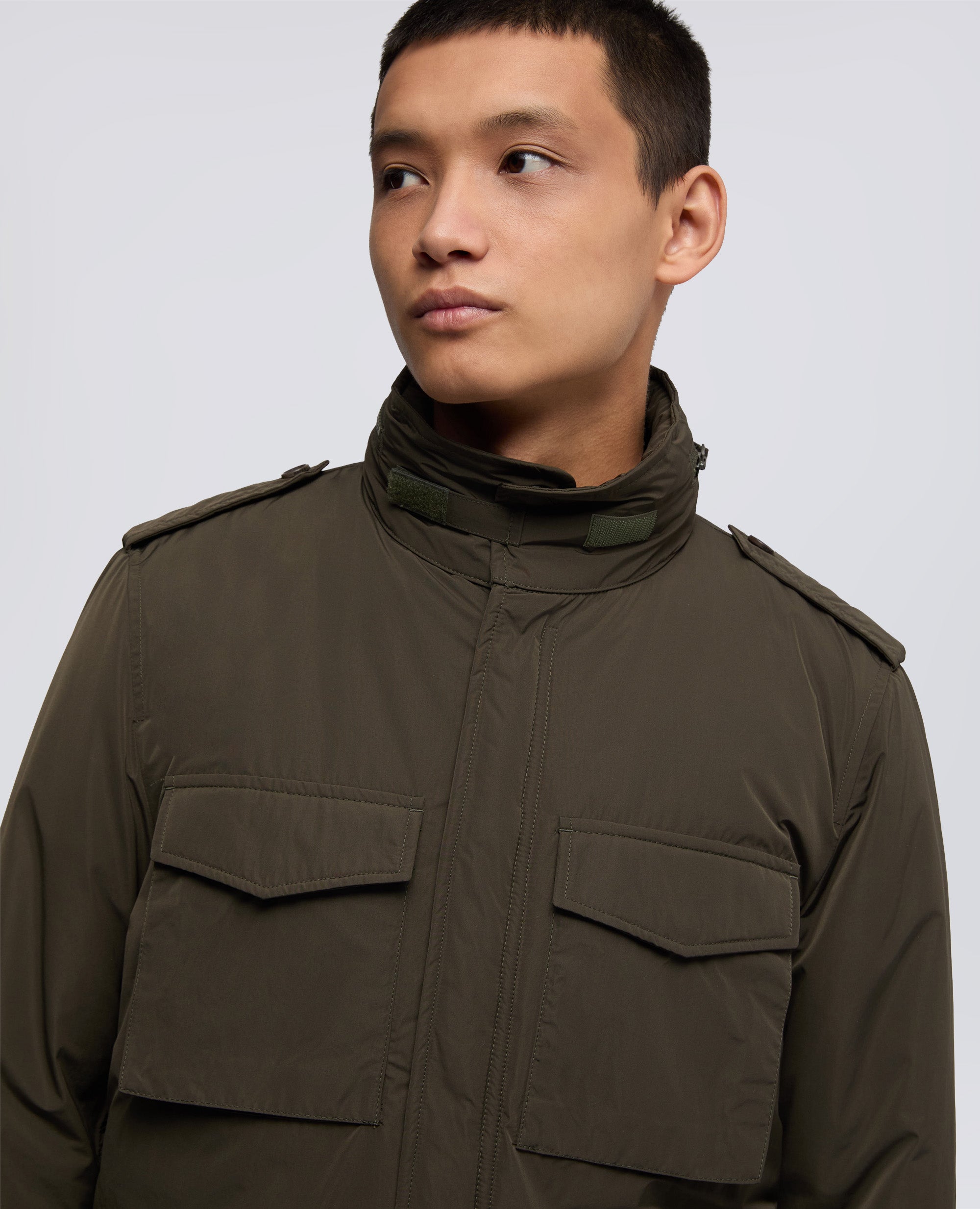 FIELD JACKET MINI FIELD VENTO IN NYLON-MILITARE-MILITARY-MILITAR-MILITAR-MILITAIRE