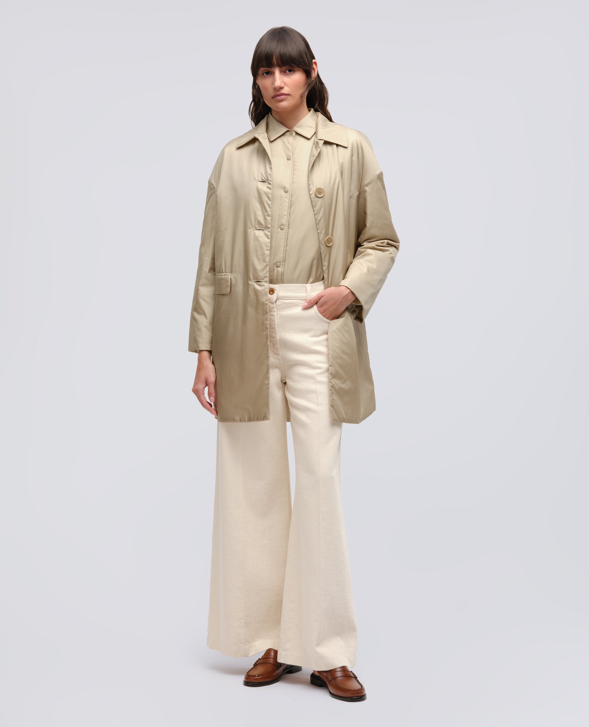 CAPPOTTO TEENA IN NYLON-BEIGE-BEIGE-BEIS-BEIGE-BEIGE