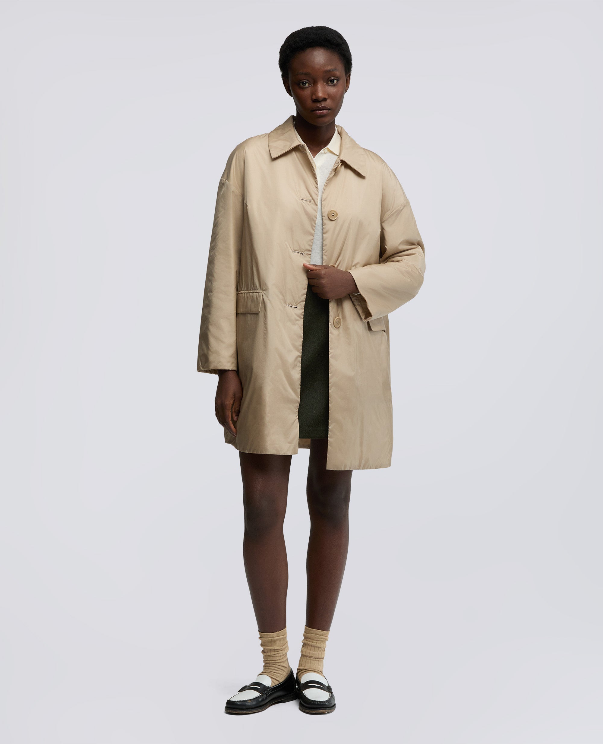 CAPPOTTO TEENA IN NYLON-BEIGE-BEIGE-BEIS-BEIGE-BEIGE