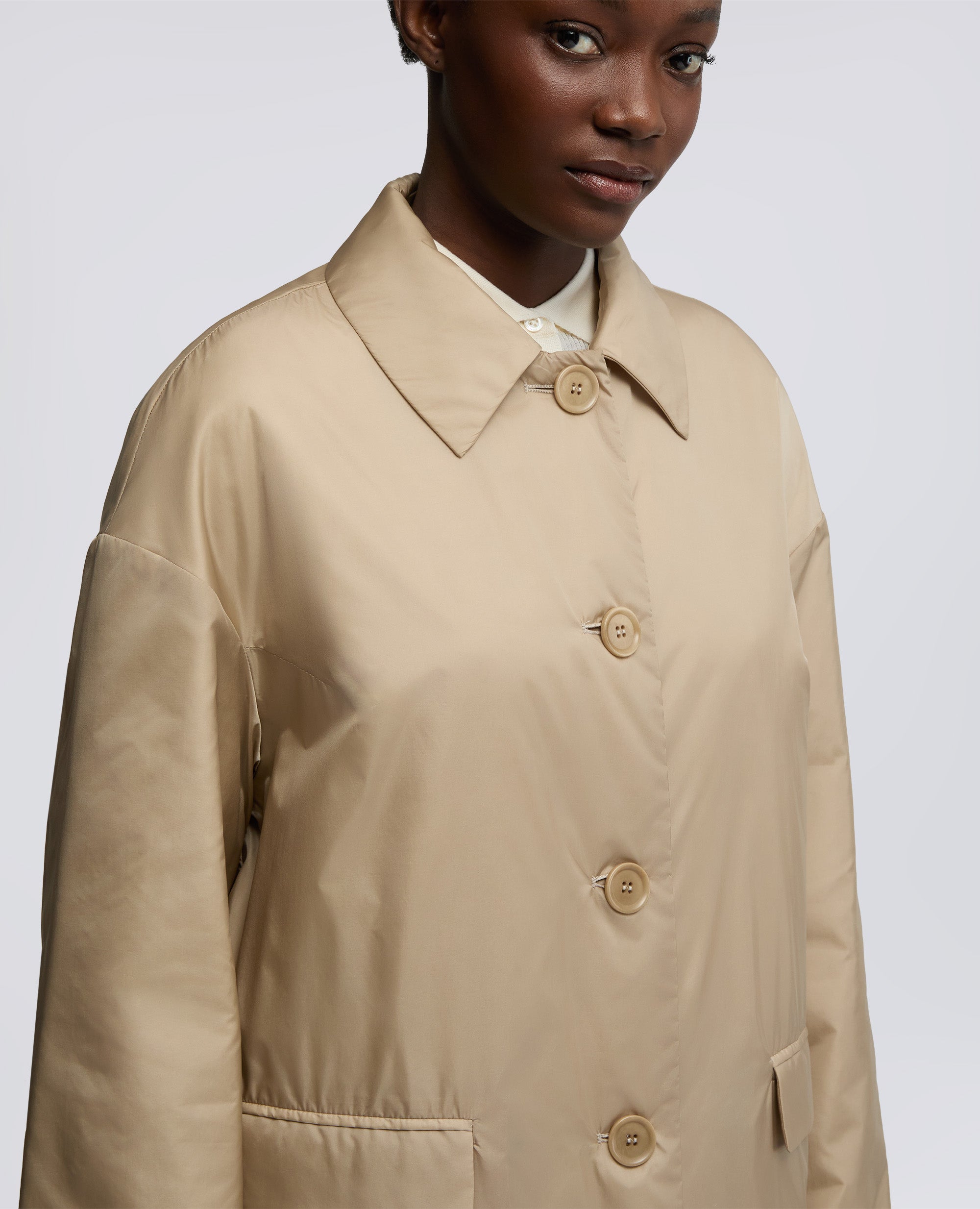 CAPPOTTO TEENA IN NYLON-BEIGE-BEIGE-BEIS-BEIGE-BEIGE