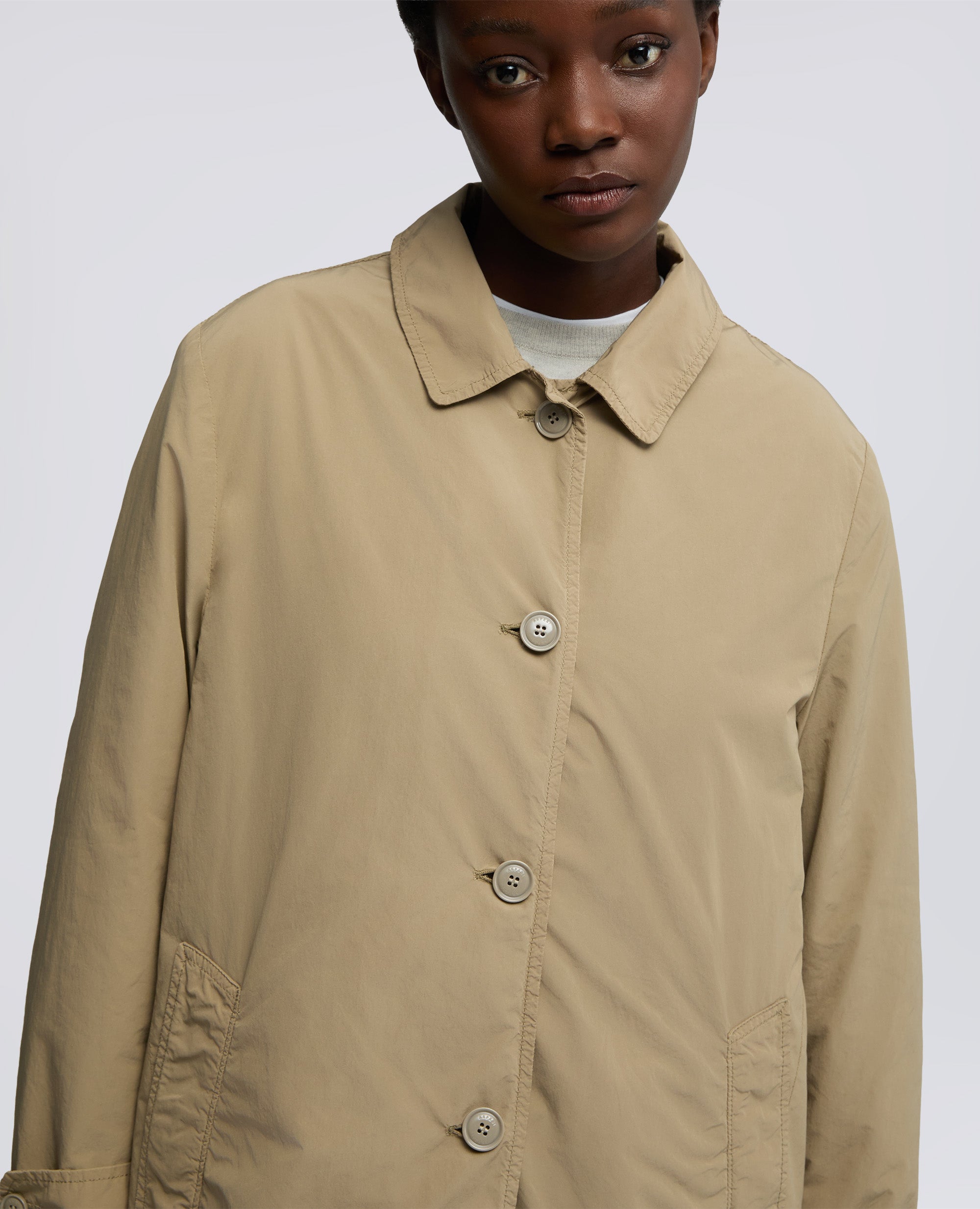 IMPERMEABILE IN POLIESTERE E NYLON COMPATTO-BEIGE-BEIGE-BEIS-BEIGE-BEIGE