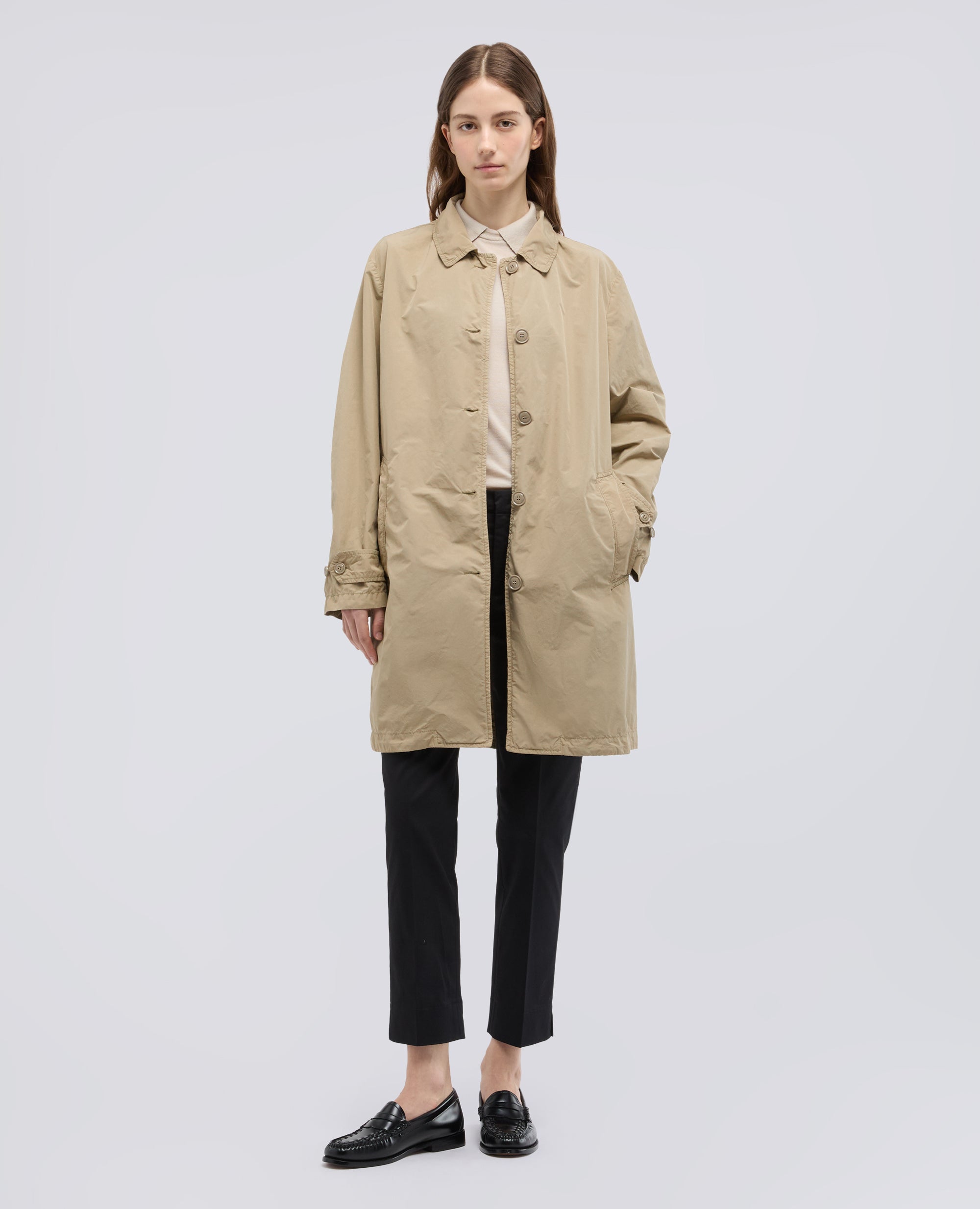 IMPERMEABILE IN POLIESTERE E NYLON COMPATTO-BEIGE-BEIGE-BEIS-BEIGE-BEIGE