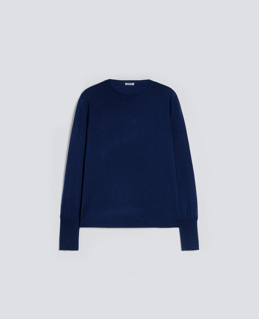MERINO WOOL CREWNECK SWEATER - BLUE
