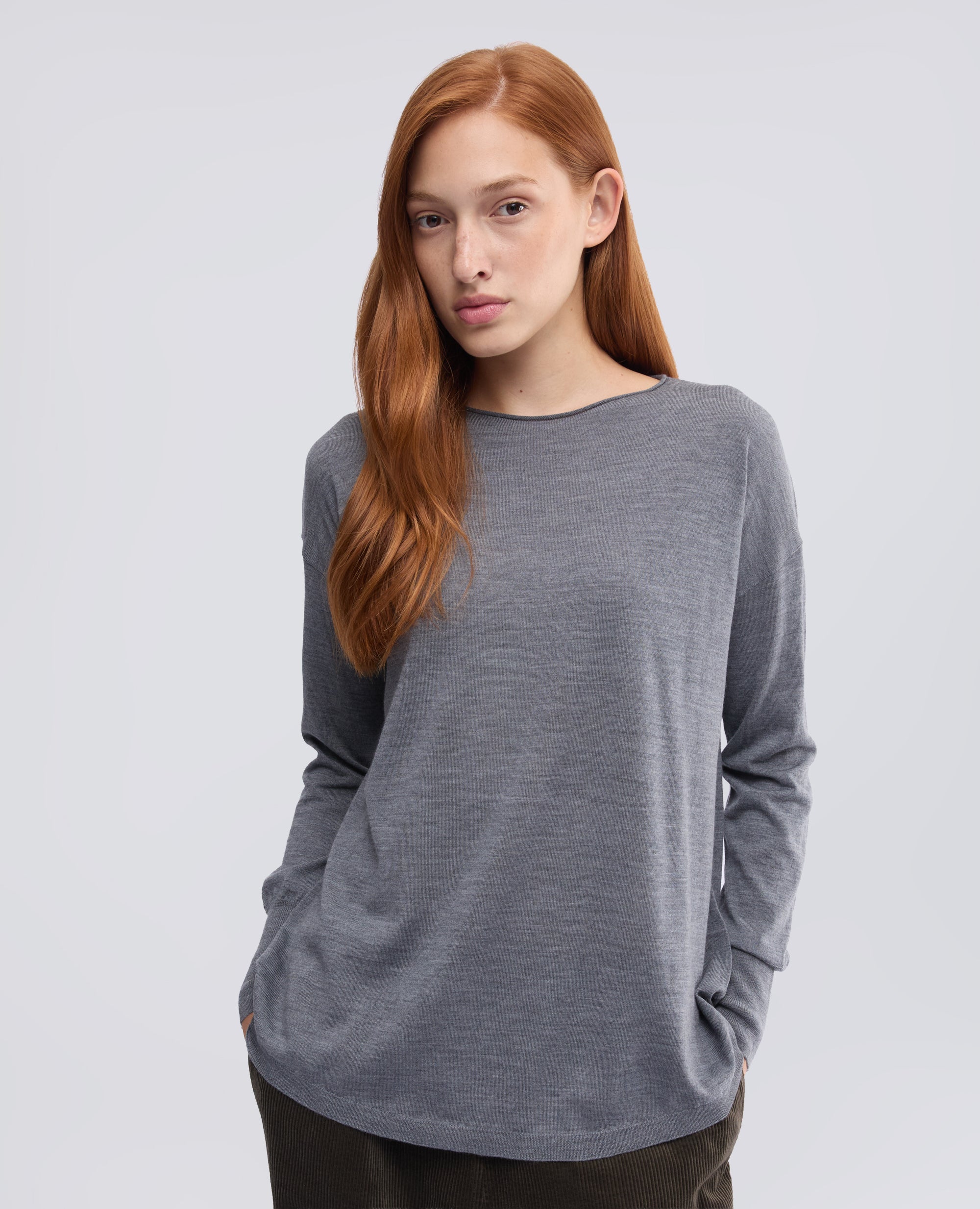 MAGLIA CON SCOLLO A BARCA - GRIGIO - ASPESI