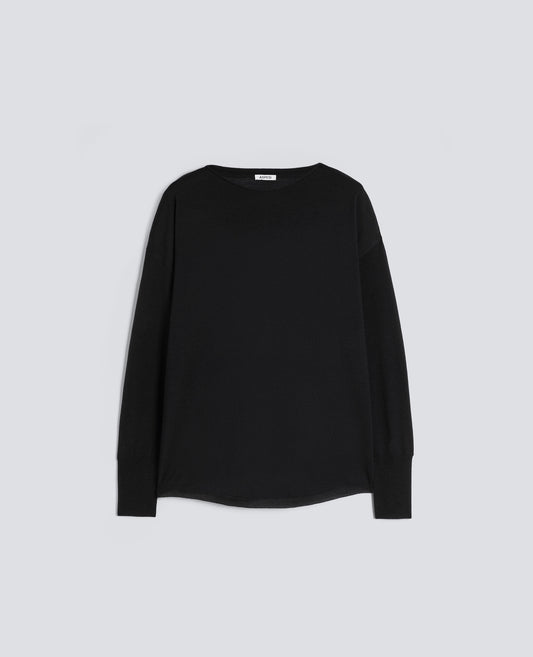 SWEATER WITH BOAT NECKLINE - BLACK