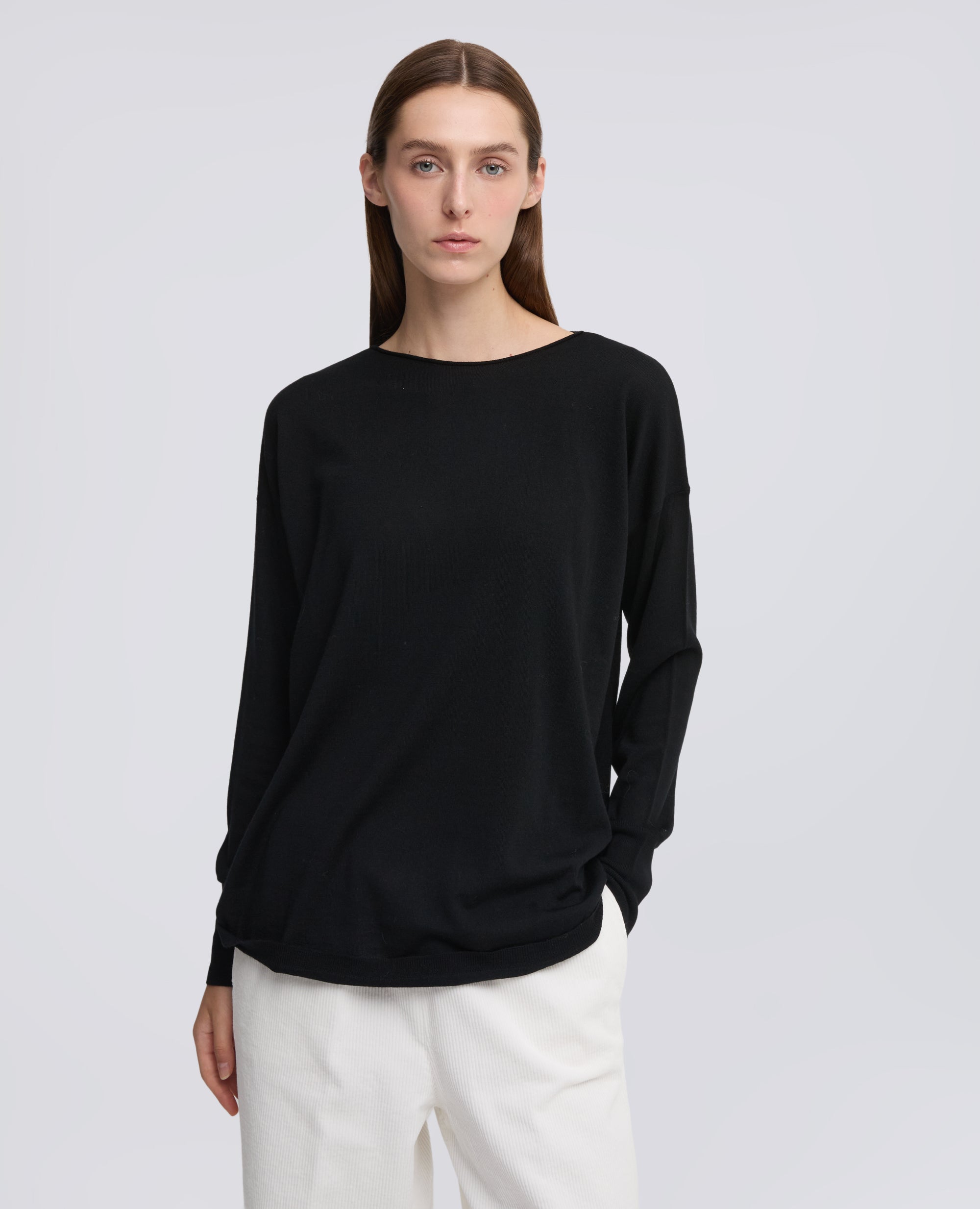 SWEATER WITH BOAT NECKLINE - BLACK - ASPESI