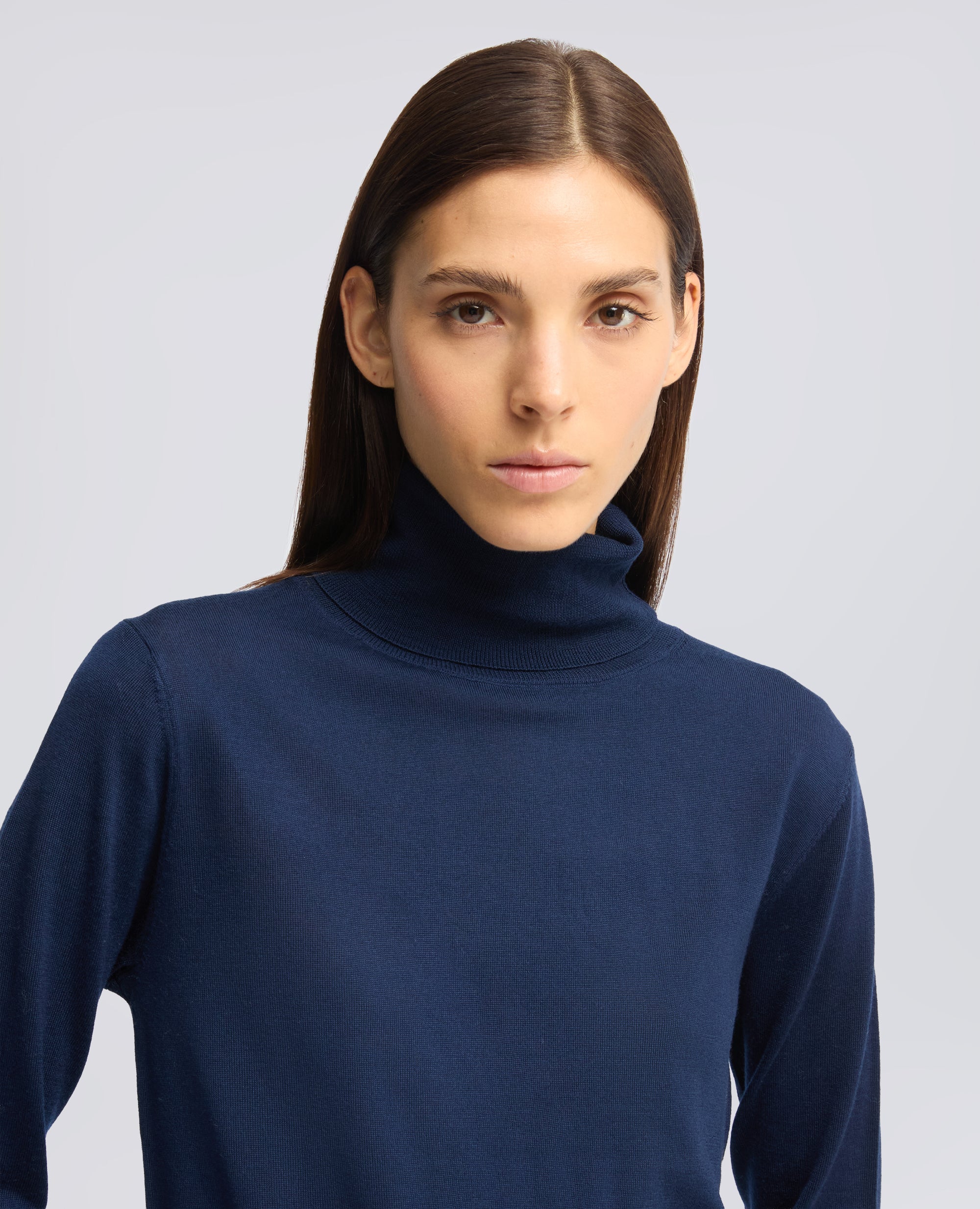 WOLL-ROLLKRAGENPULLOVER - BLAU - ASPESI