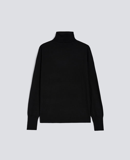 WOOL TURTLENECK SWEATER - BLACK