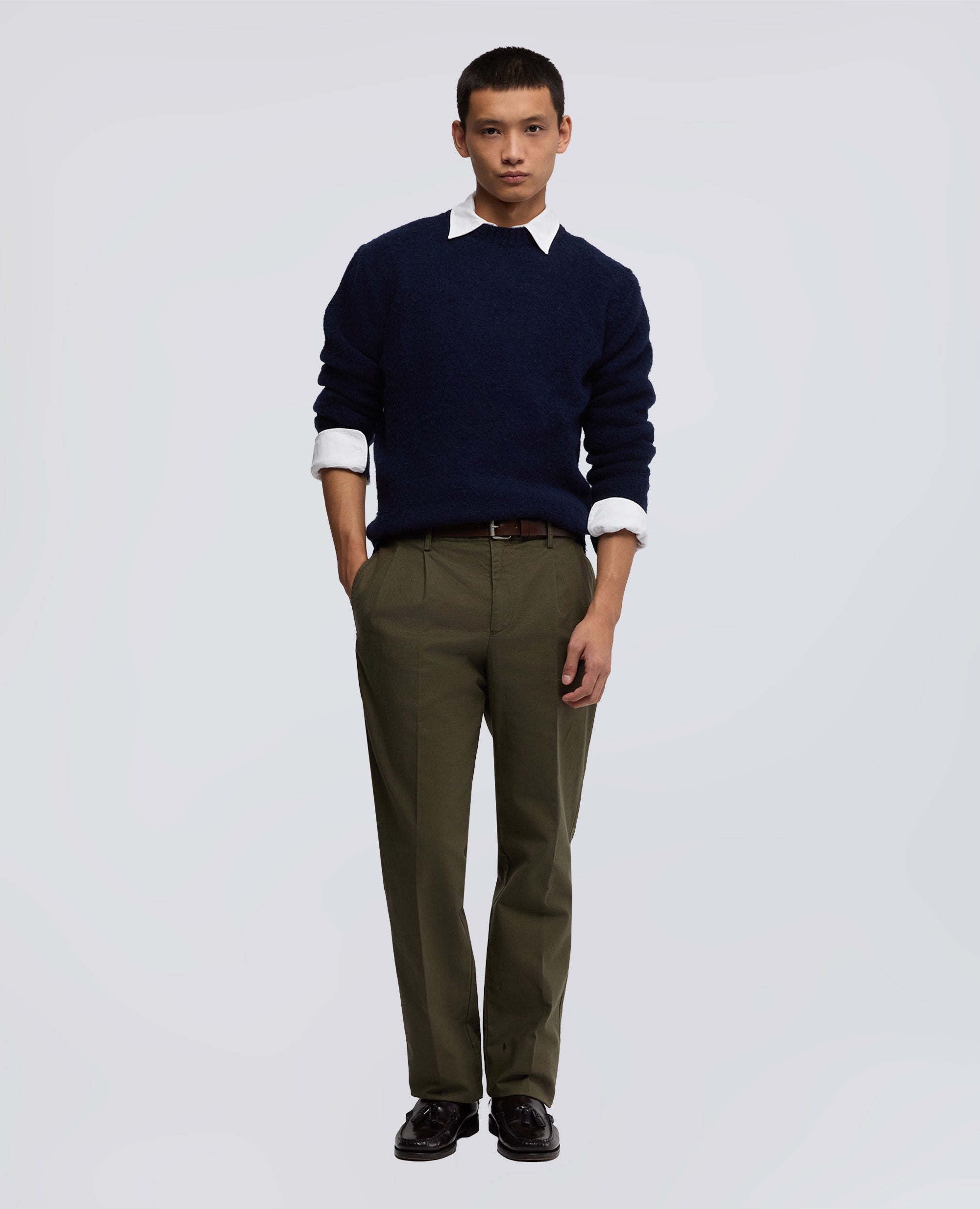 MAGLIA GIROCOLLO IN LANA GARZATA-NAVY-NAVY-AZUL MARINO-NAVY-NAVY