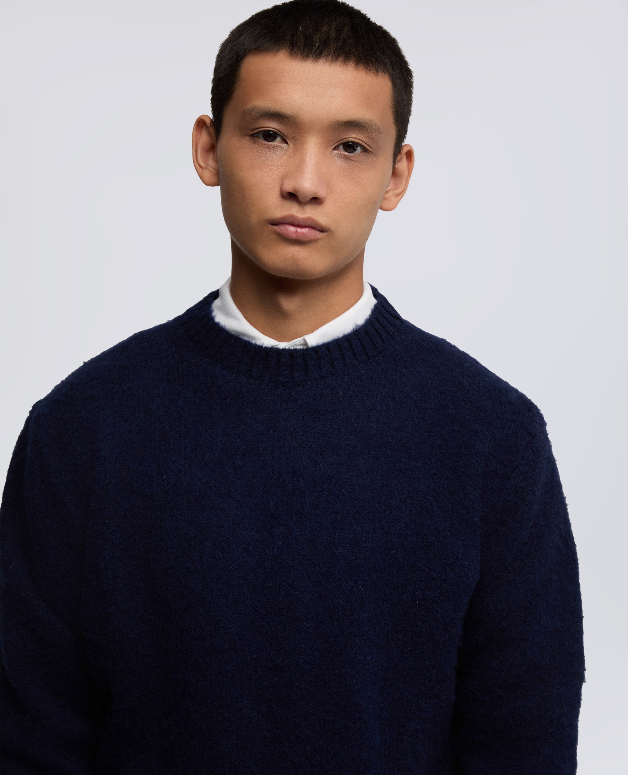 MAGLIA GIROCOLLO IN LANA GARZATA-NAVY-NAVY-AZUL MARINO-NAVY-NAVY