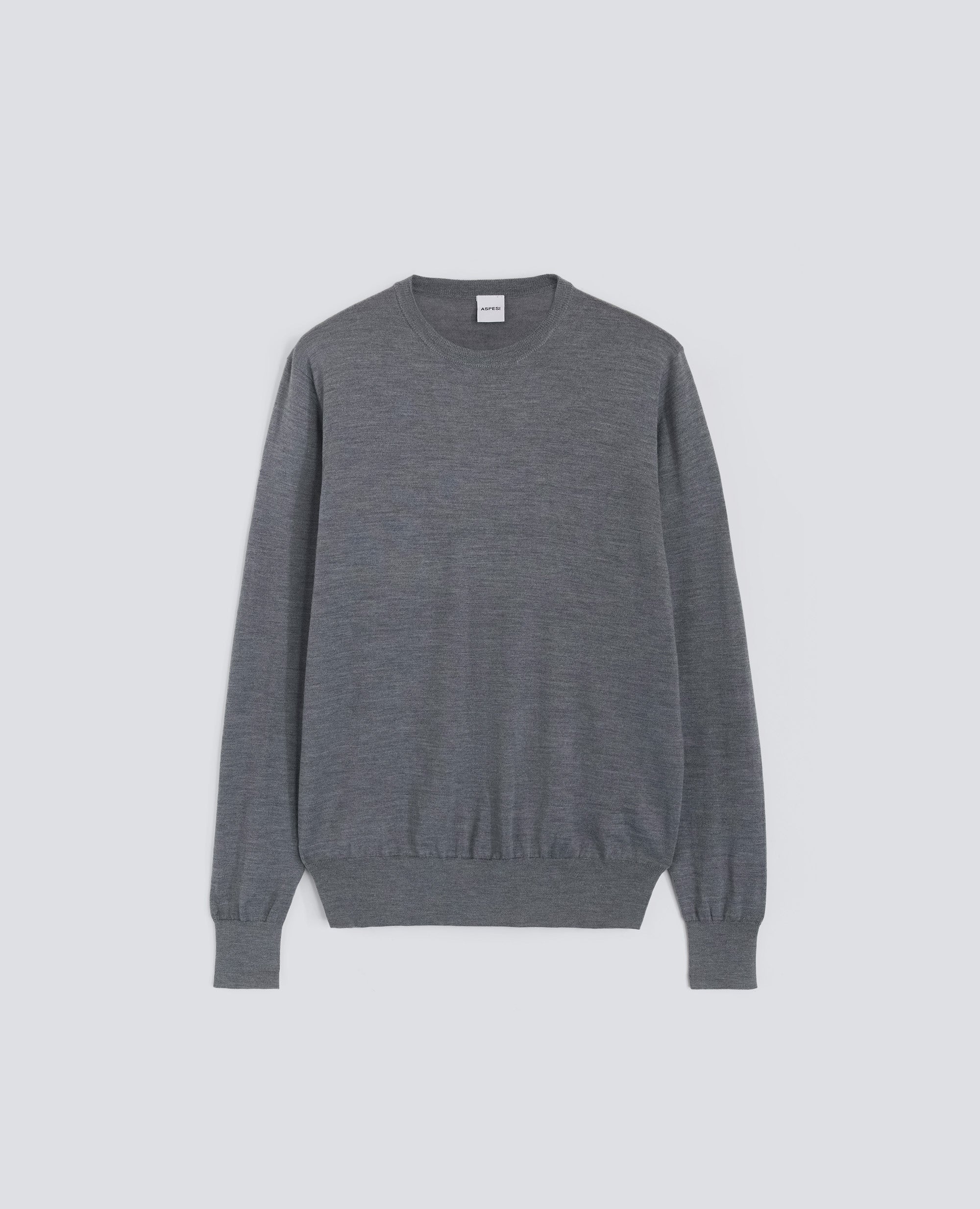 MAGLIA GIROCOLLO IN LANA RASATA-GRIGIO-GREY-GRIS-GRAU-GRIS