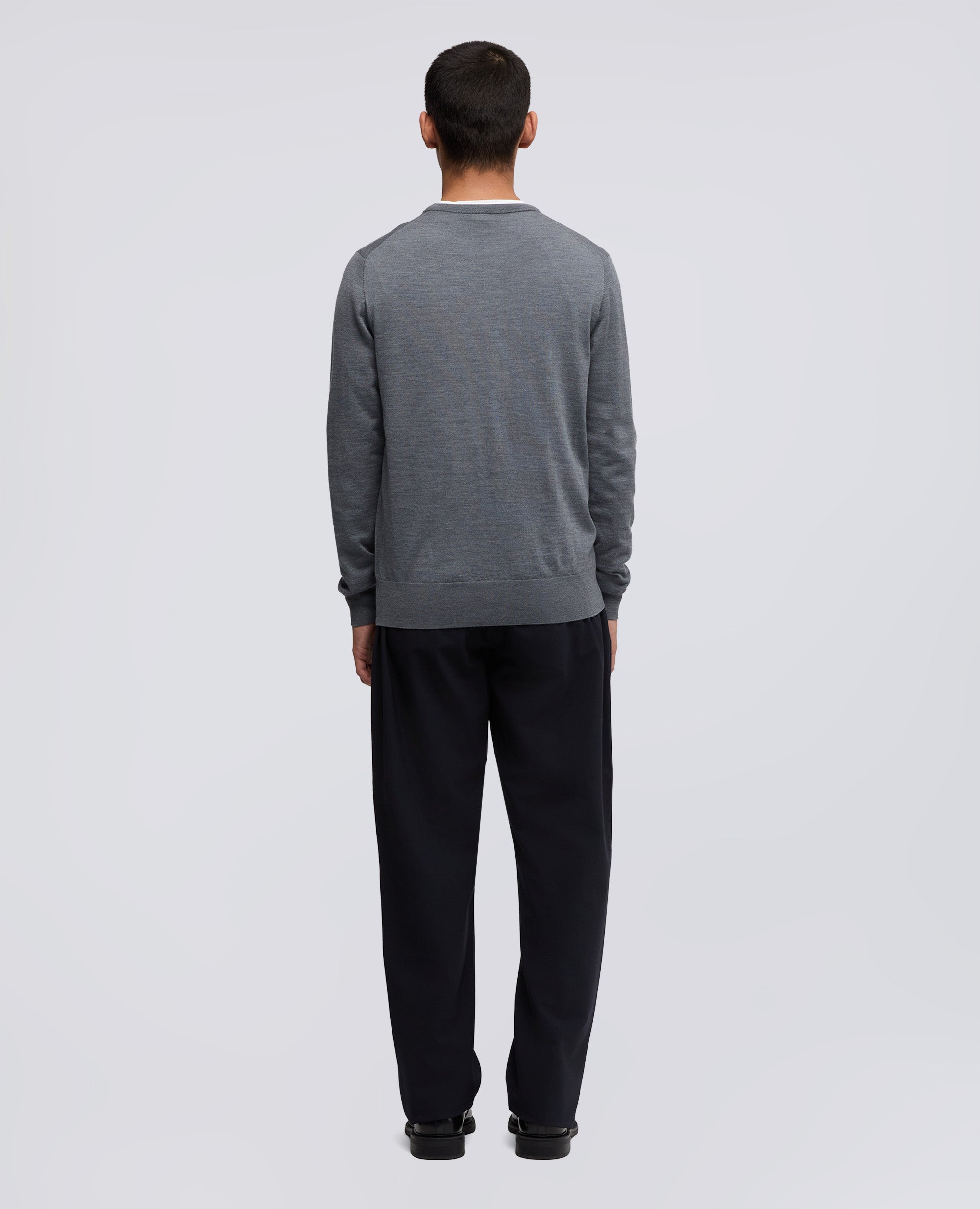 MAGLIA GIROCOLLO IN LANA RASATA-GRIGIO-GREY-GRIS-GRAU-GRIS