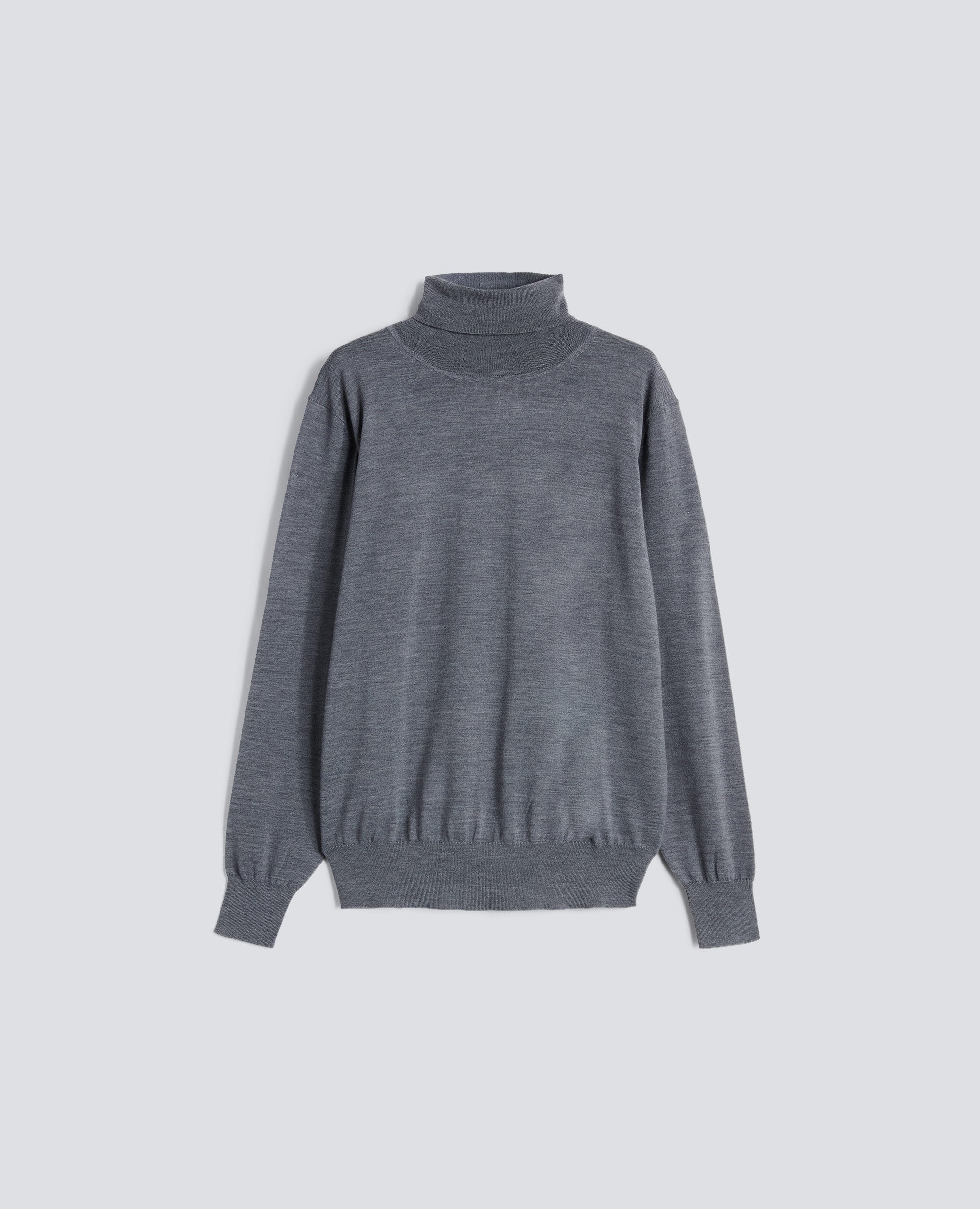 MAGLIA DOLCEVITA IN LANA MERINO-GRIGIO-GREY-GRIS-GRAU-GRIS