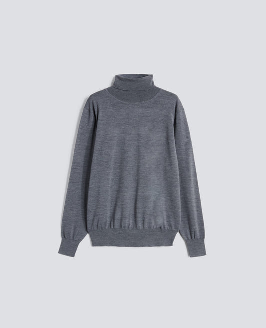 MAGLIA DOLCEVITA IN LANA MERINO-GRIGIO-GREY-GRIS-GRAU-GRIS