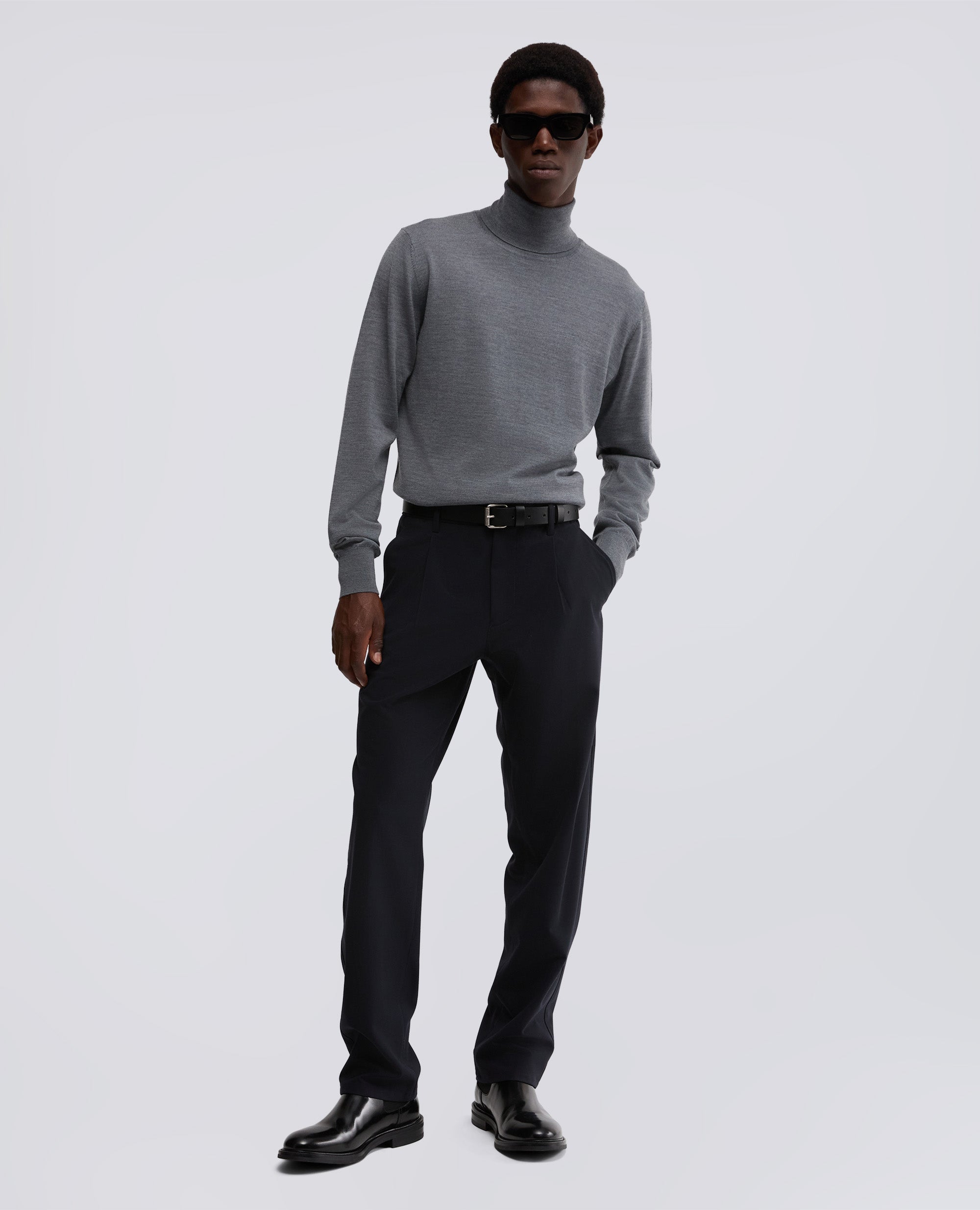 MAGLIA DOLCEVITA IN LANA MERINO-GRIGIO-GREY-GRIS-GRAU-GRIS