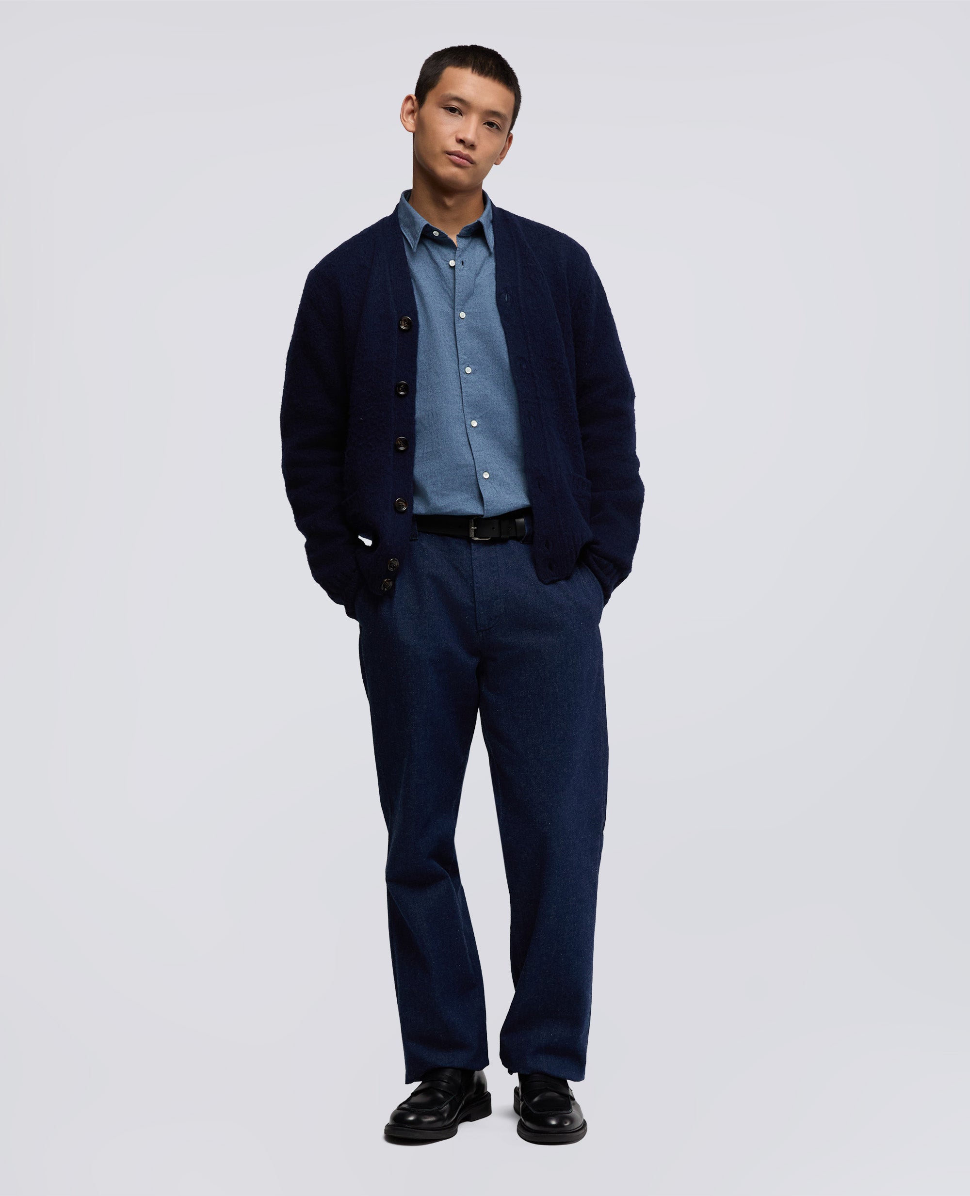 CARDIGAN IN LANA SHETLAND-NAVY-NAVY-AZUL MARINO-NAVY-NAVY