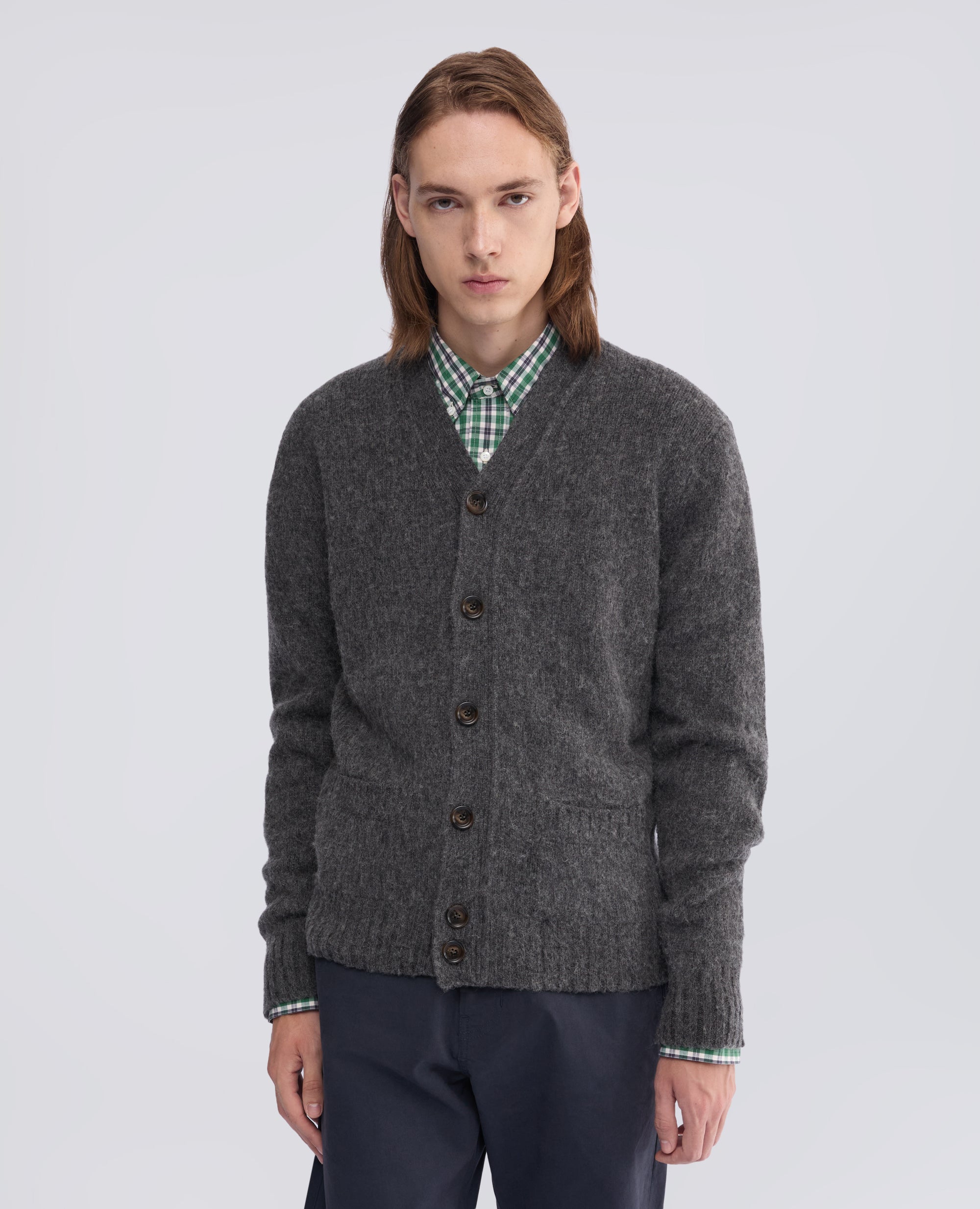 SHETLAND WOOL CARDIGAN - GREY - ASPESI