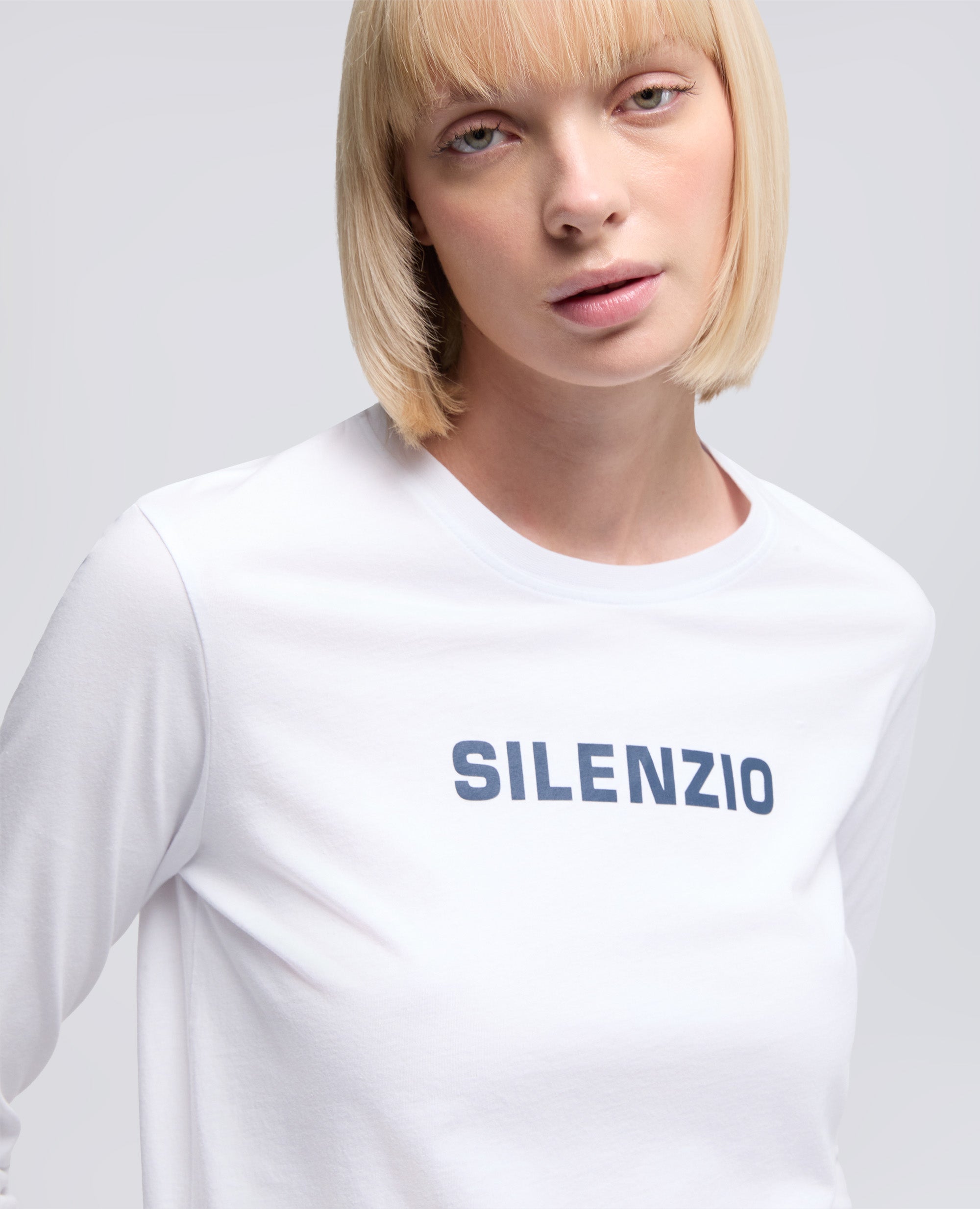 T-SHIRT MANICA LUNGA SILENZIO-BIANCO-WHITE-BLANCO-WEISS-BLANC
