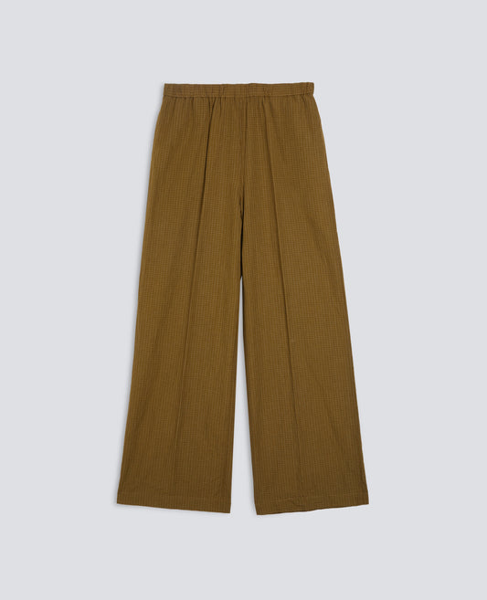 PANTALONE IN MICRO CHECK COTONE LINO-MILITARE-MILITARY-MILITAR-MILITAR-MILITAIRE