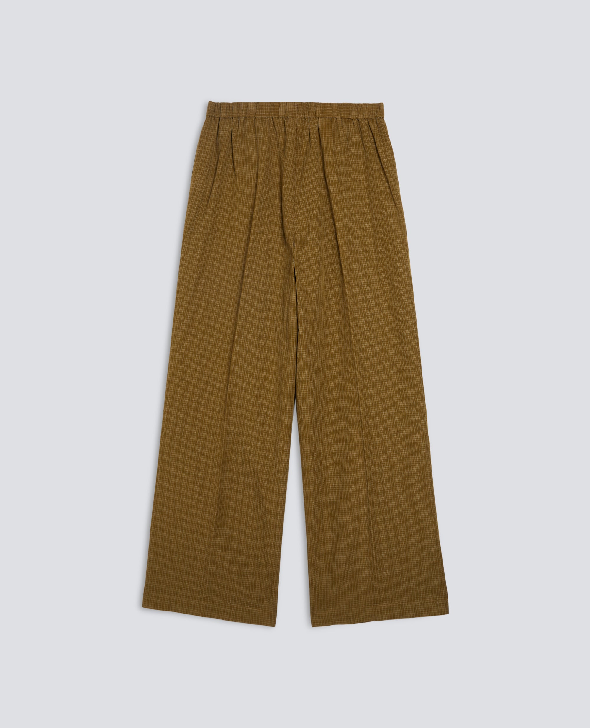 PANTALONE IN MICRO CHECK COTONE LINO-MILITARE-MILITARY-MILITAR-MILITAR-MILITAIRE