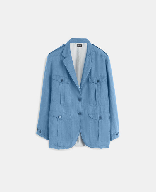 GIACCA IN TELA DI LINO DELAVÈ-DENIM MEDIO-MEDIUM DENIM-DENIM MEDIO-MITTLERER DENIM-DENIM MOYEN