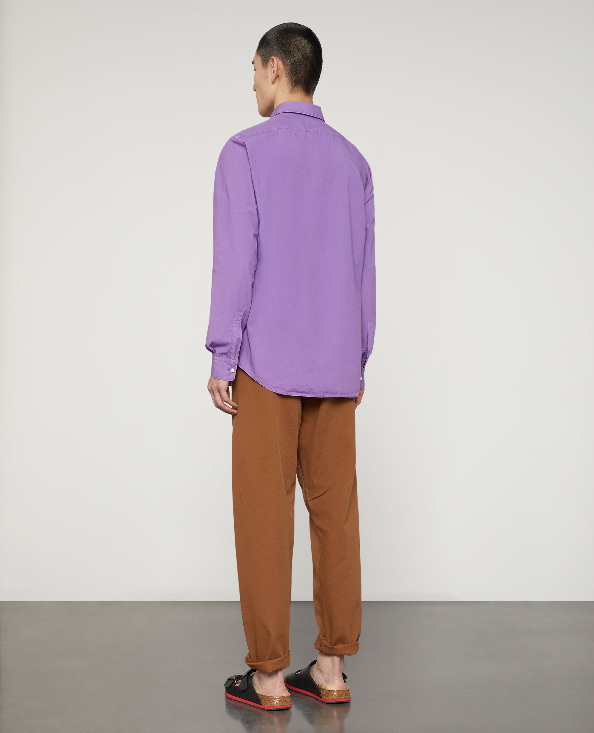 CAMICIA IN POPELINE LEGGERO DI COTONE-VIOLA-PURPLE-MORADO-VIOLETT-VIOLET