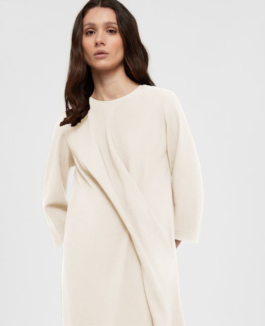 ABITO MIDI A TUNICA CON DRAPPEGGIO-NATURALE-NATURAL-NATURAL-NATURLICH-NATUREL