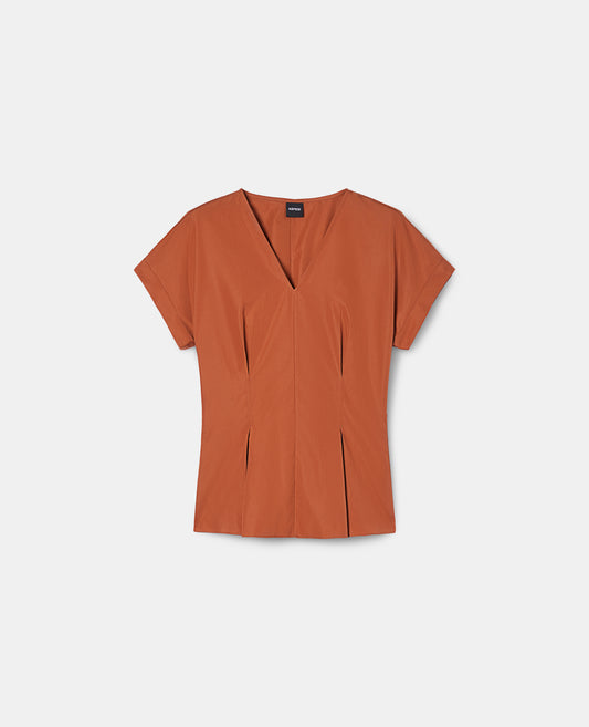 Top in popeline con pences-RUGGINE-RUST ORANGE-AXIDO-ROSTORANGE-ROUILLE
