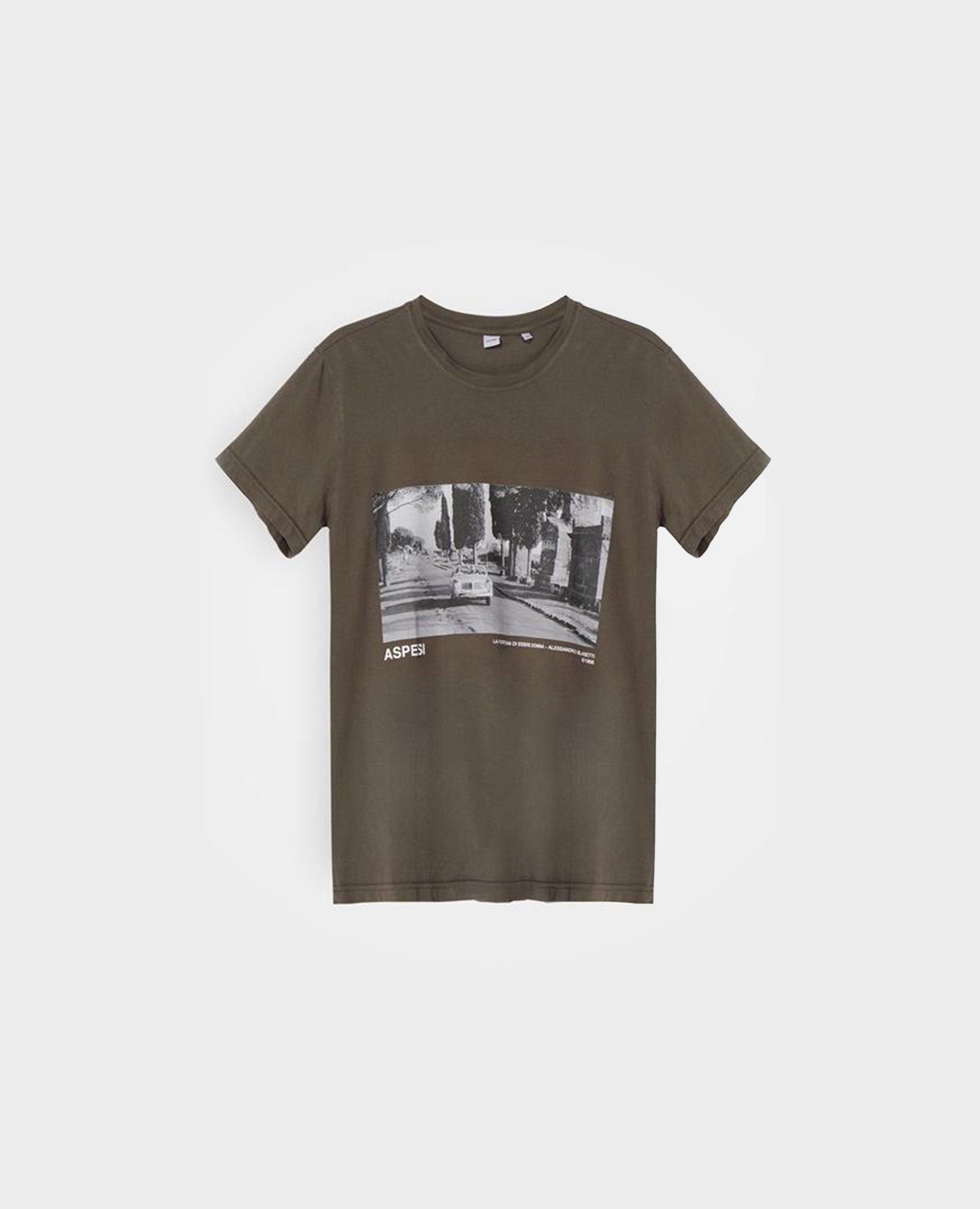 T-SHIRT IN JERSEY DI COTONE-MILITARE-MILITARY-MILITAR-MILITAR-MILITAIRE