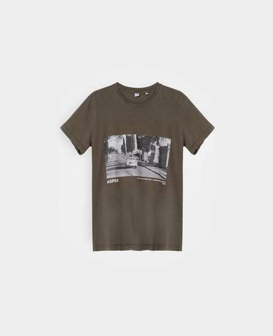 T-SHIRT IN JERSEY DI COTONE-MILITARE-MILITARY-MILITAR-MILITAR-MILITAIRE