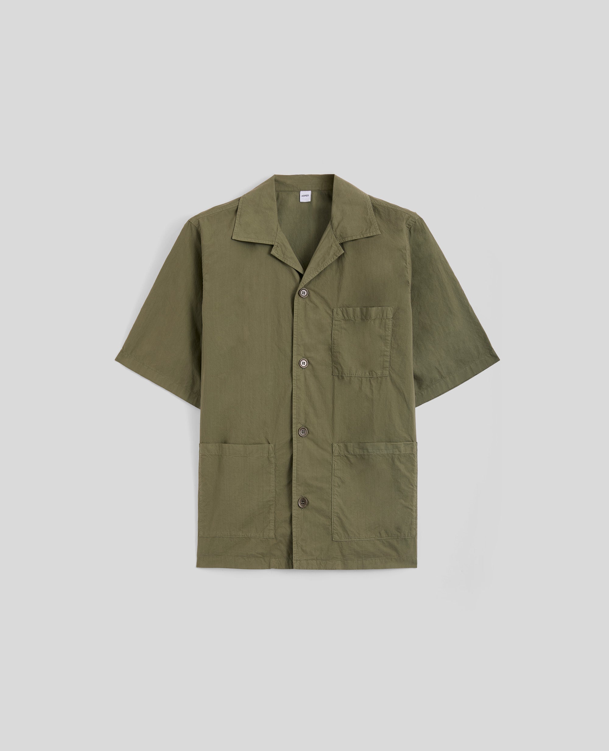 CAMICIA A MANICHE CORTE IN POPELINE DI COTONE-MILITARE-MILITARY-MILITAR-MILITAR-MILITAIRE