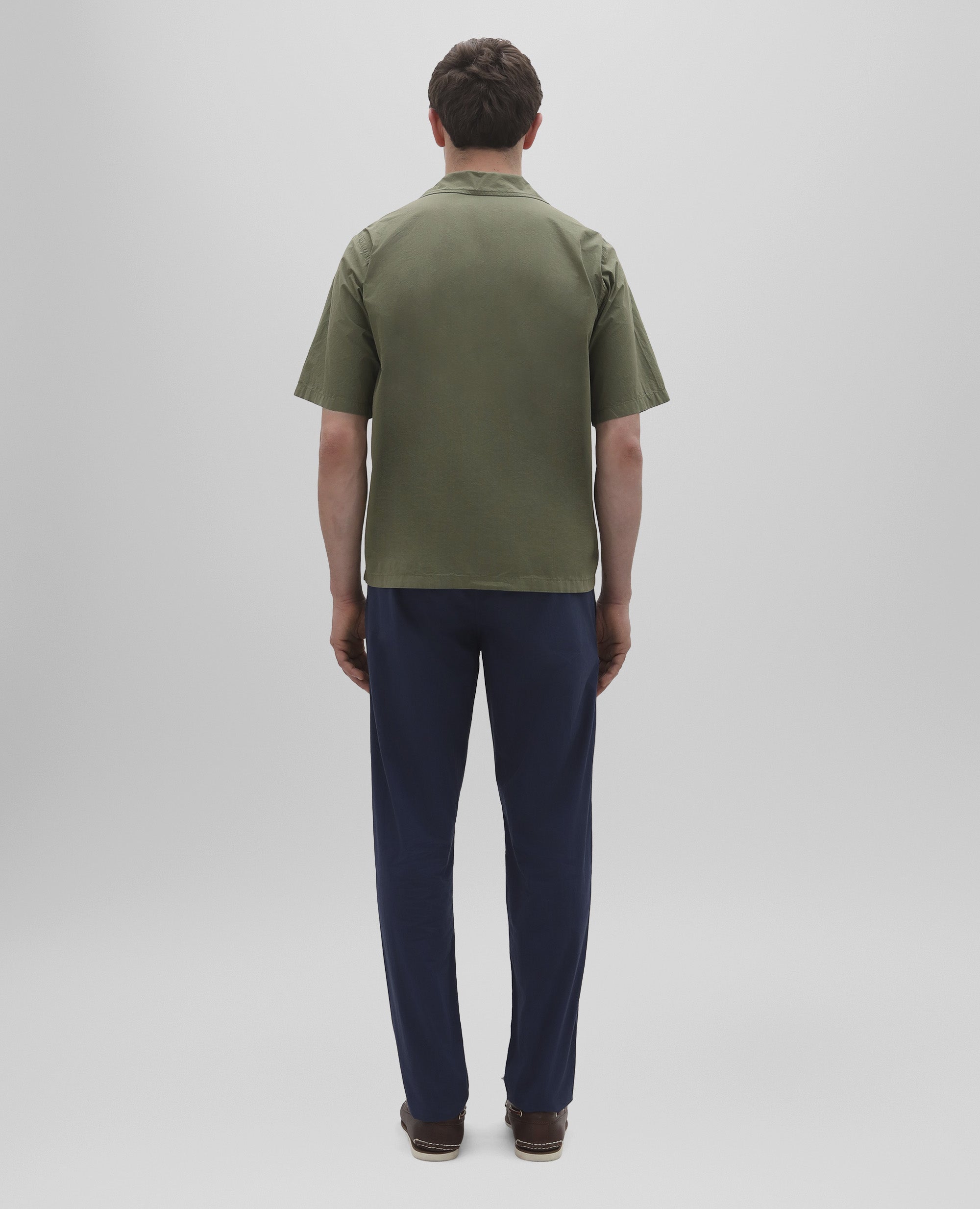 CAMICIA A MANICHE CORTE IN POPELINE DI COTONE-MILITARE-MILITARY-MILITAR-MILITAR-MILITAIRE