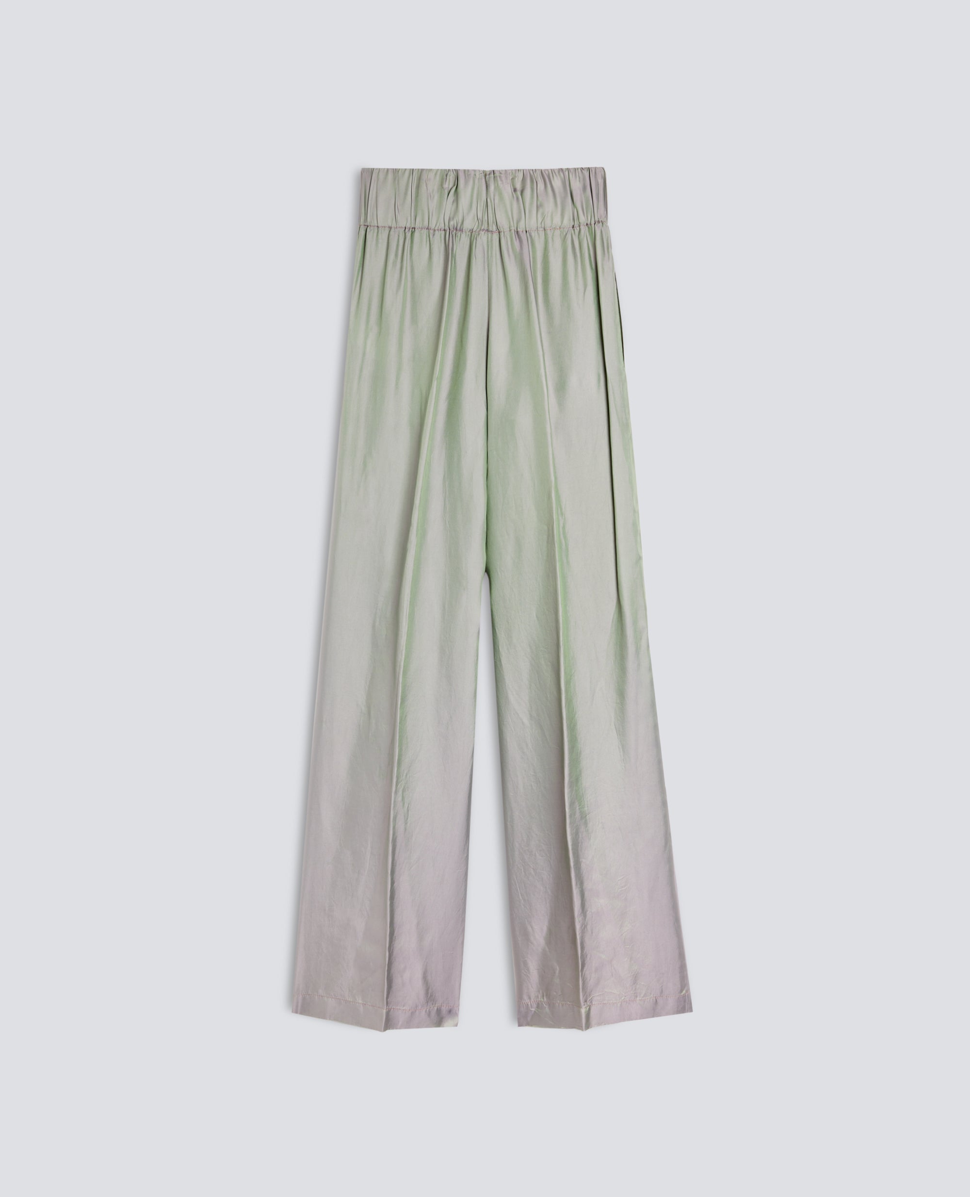 PANTALONE IN SAGLIA ACETATO VISCOSA CANGIANTE-VERDE-GREEN-VERDE-GRUN-VERT