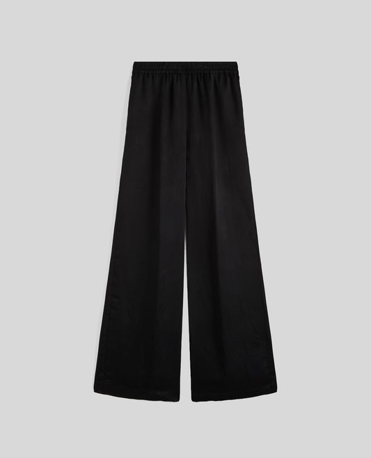 PANTALONE IN VISCOSA LAVATA-NERO-BLACK-NEGRO-SCHWARZ-NOIR