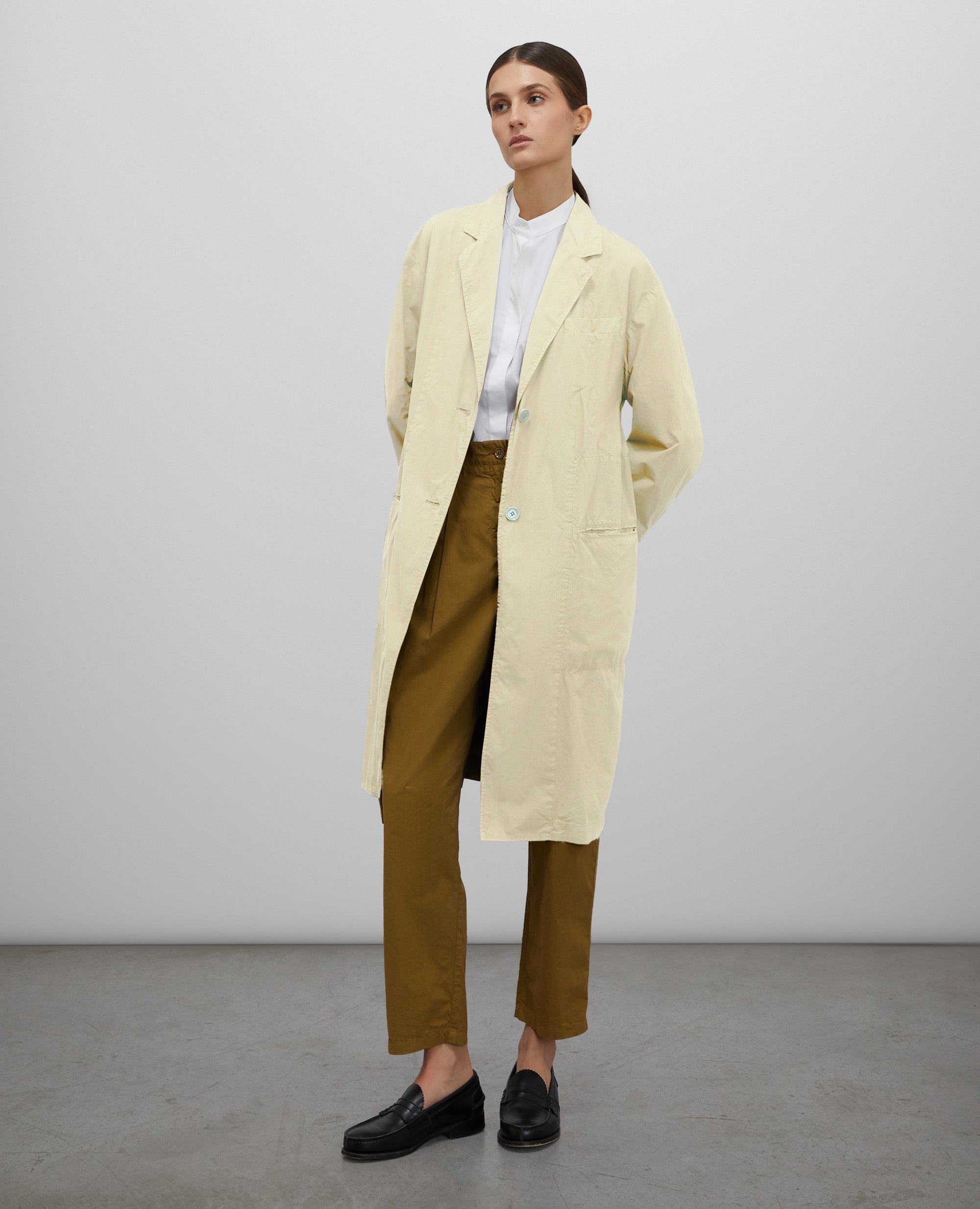 SOPRABITO MONOPETTO IN POPELINE DI COTONE-NATURALE-NATURAL-NATURAL-NATURLICH-NATUREL