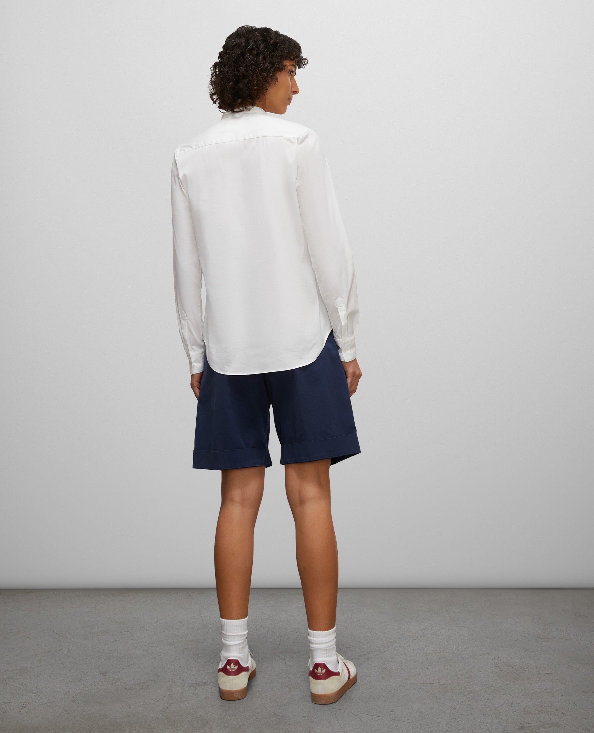 CAMICIA IN POPELINE DI COTONE CON COLLO ALLA COREANA-BIANCO-WHITE-BLANCO-WEISS-BLANC