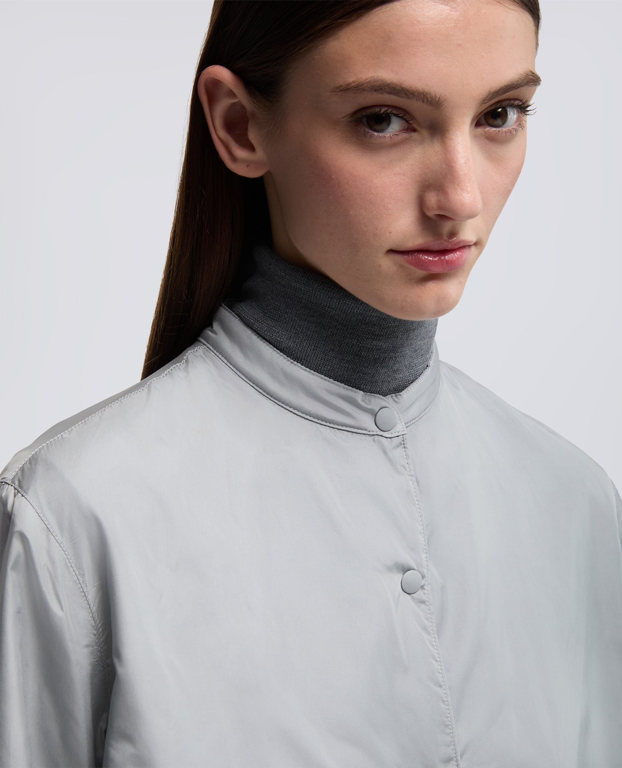 GIACCA CAMICIA IN TAFFETÀ TECNICO-GRIGIO-GREY-GRIS-GRAU-GRIS