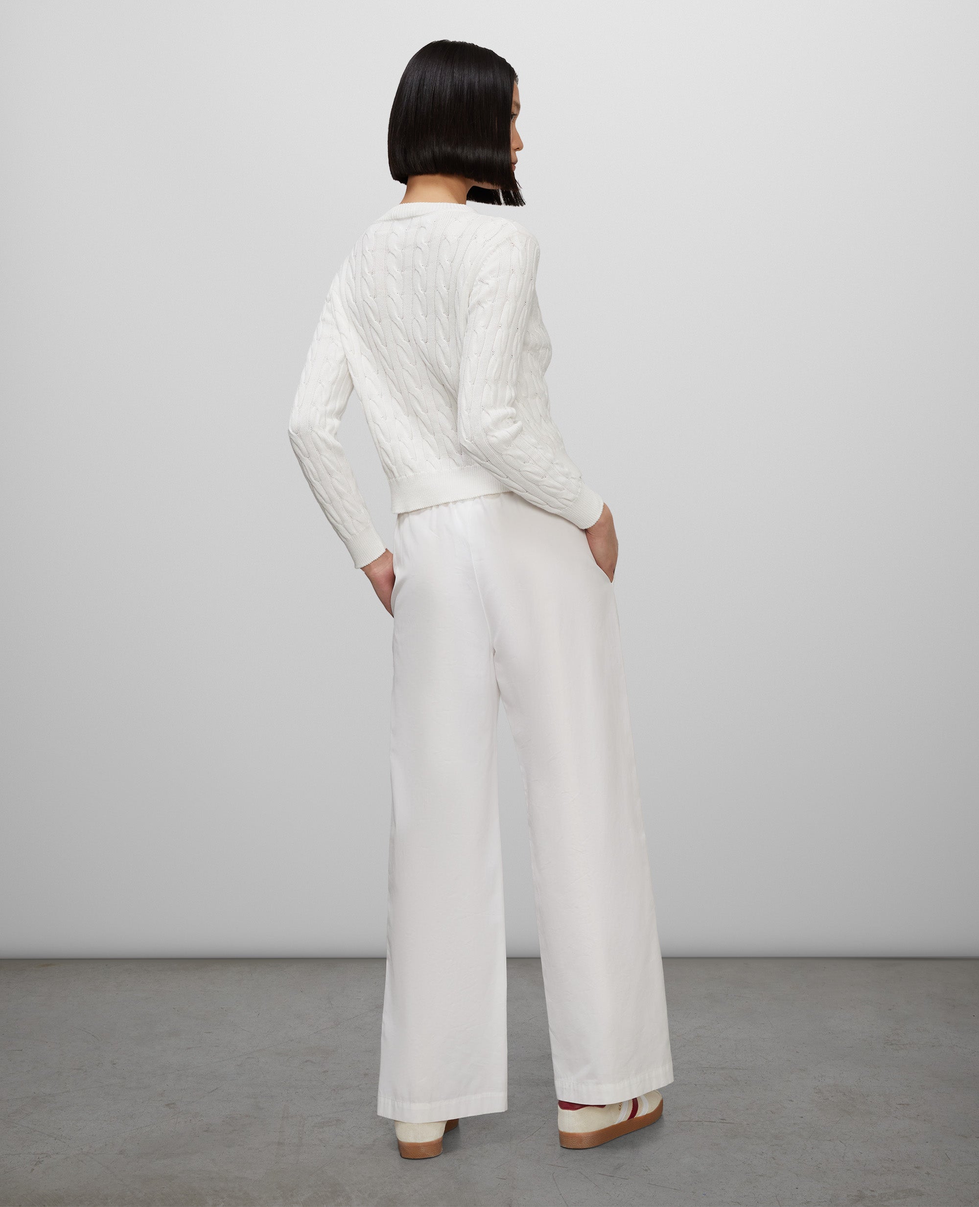 MAGLIA GIROCOLLO IN COTONE ORGANICO-BIANCO-WHITE-BLANCO-WEISS-BLANC