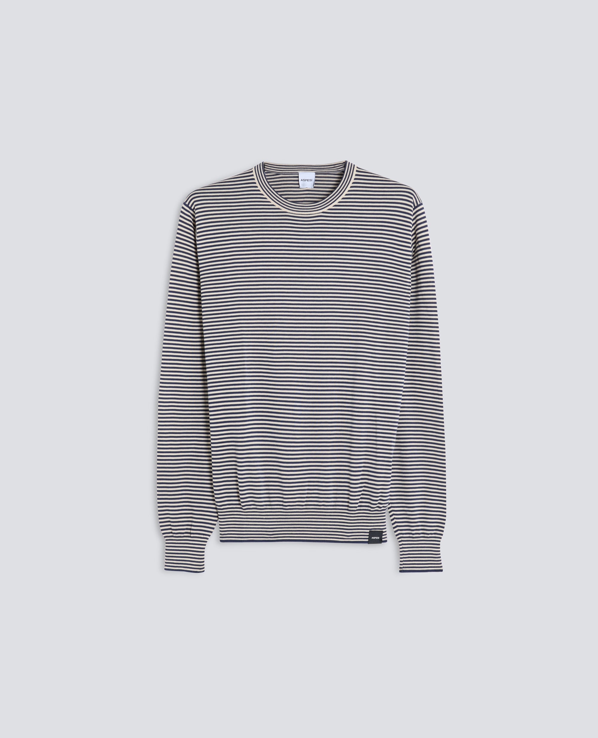 MAGLIA GIROCOLLO IN MISTO COTONE-BLU/BURRO-BLU/BURRO-BLU/BURRO-BLU/BURRO-BLU/BURRO