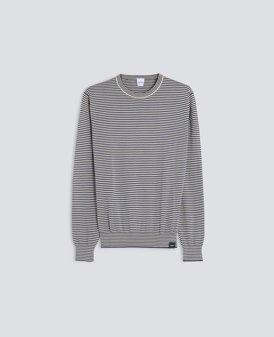 MAGLIA GIROCOLLO IN MISTO COTONE-BLU/BURRO-BLU/BURRO-BLU/BURRO-BLU/BURRO-BLU/BURRO