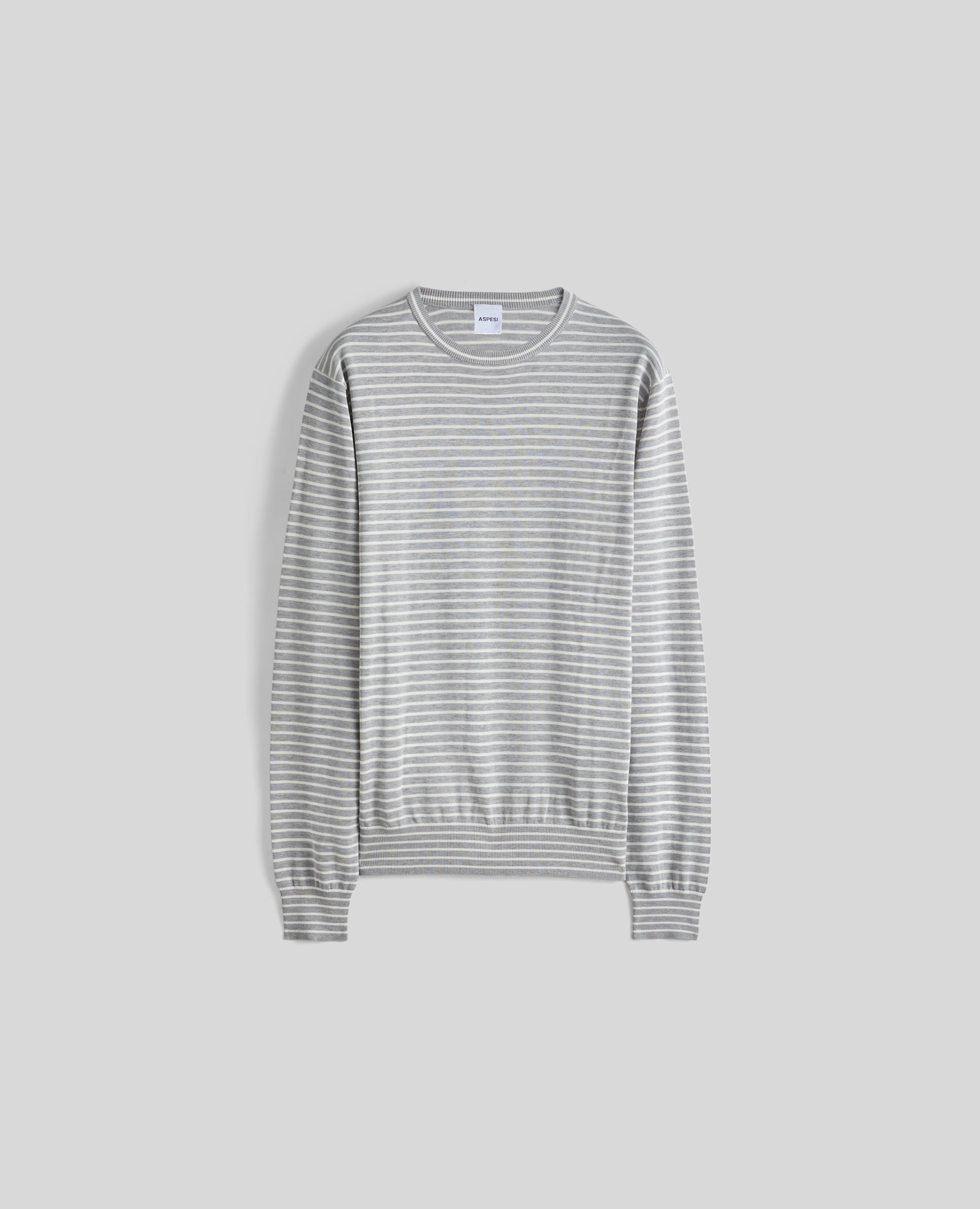 MAGLIA GIROCOLLO IN MISTO COTONE-RIGA BIANCA-RIGA BIANCA-RIGA BIANCA-RIGA BIANCA-RIGA BIANCA