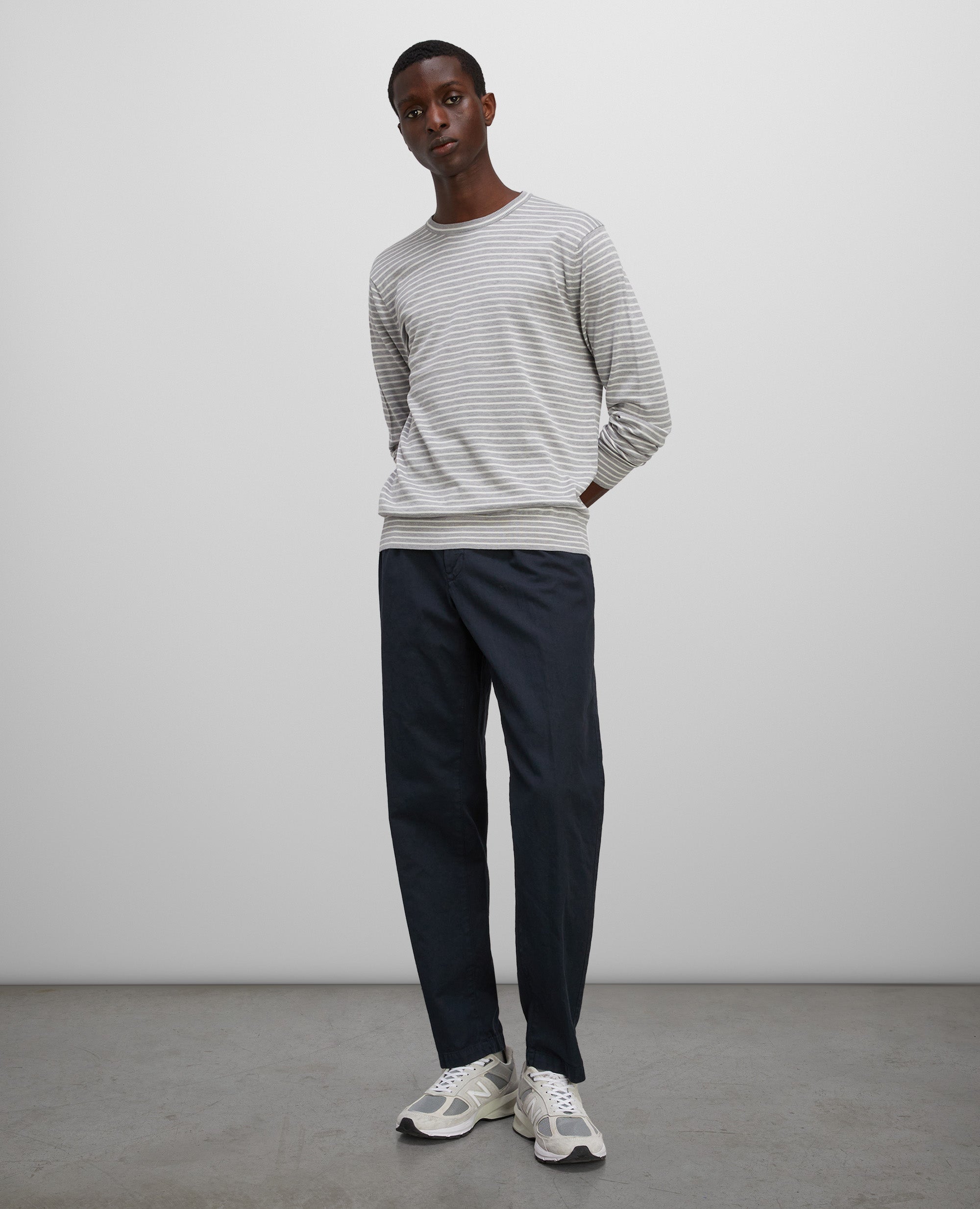 MAGLIA GIROCOLLO IN MISTO COTONE-RIGA BIANCA-RIGA BIANCA-RIGA BIANCA-RIGA BIANCA-RIGA BIANCA