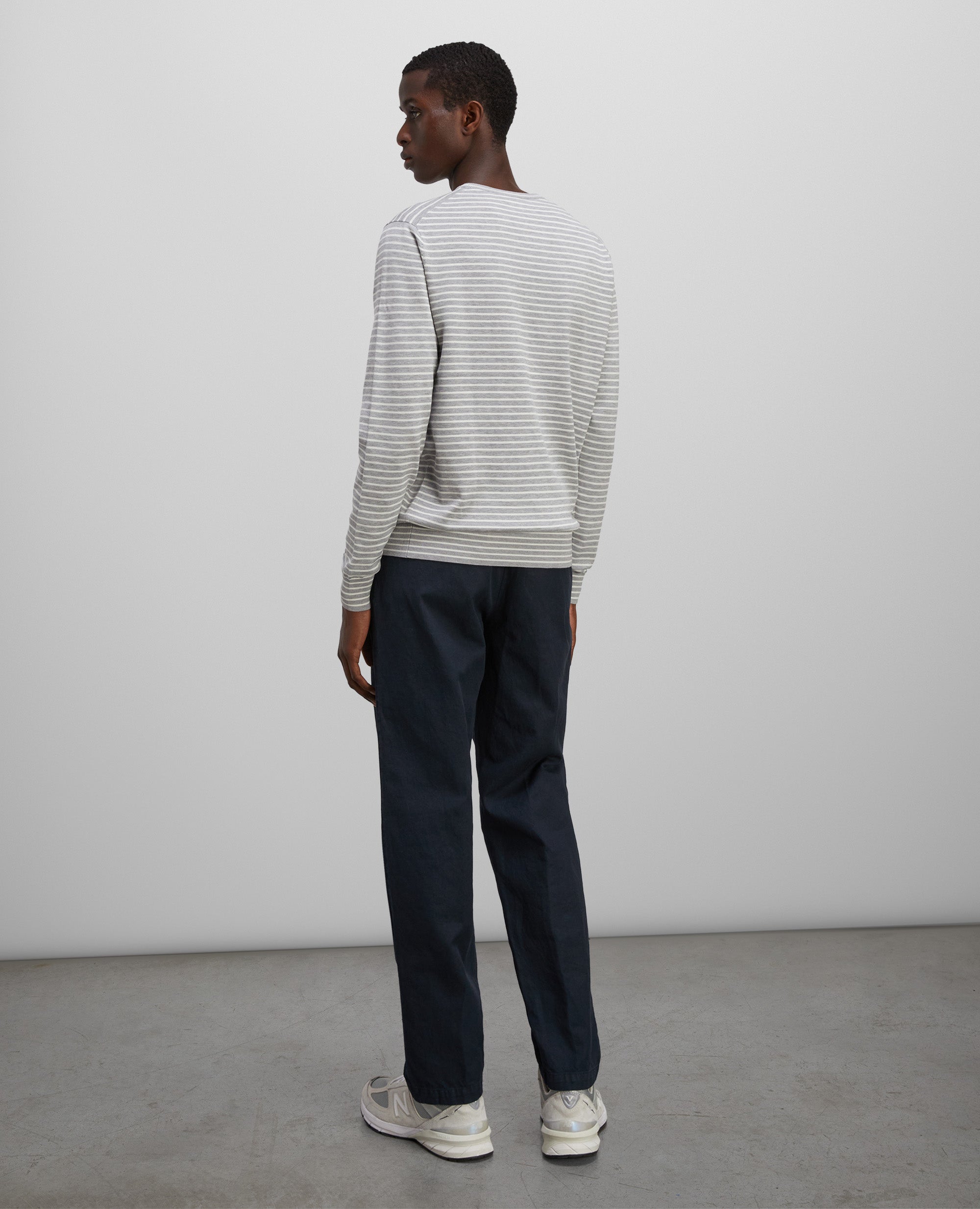 MAGLIA GIROCOLLO IN MISTO COTONE-RIGA BIANCA-RIGA BIANCA-RIGA BIANCA-RIGA BIANCA-RIGA BIANCA